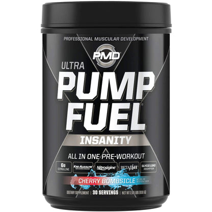 PMD Sports Ultra Pump Fuel Insanity - Pre Workout – Cherry Bombsicle (30 Servings) Sports CG5 Premium Creatine and L-Glutamine Powder (60 Servings)