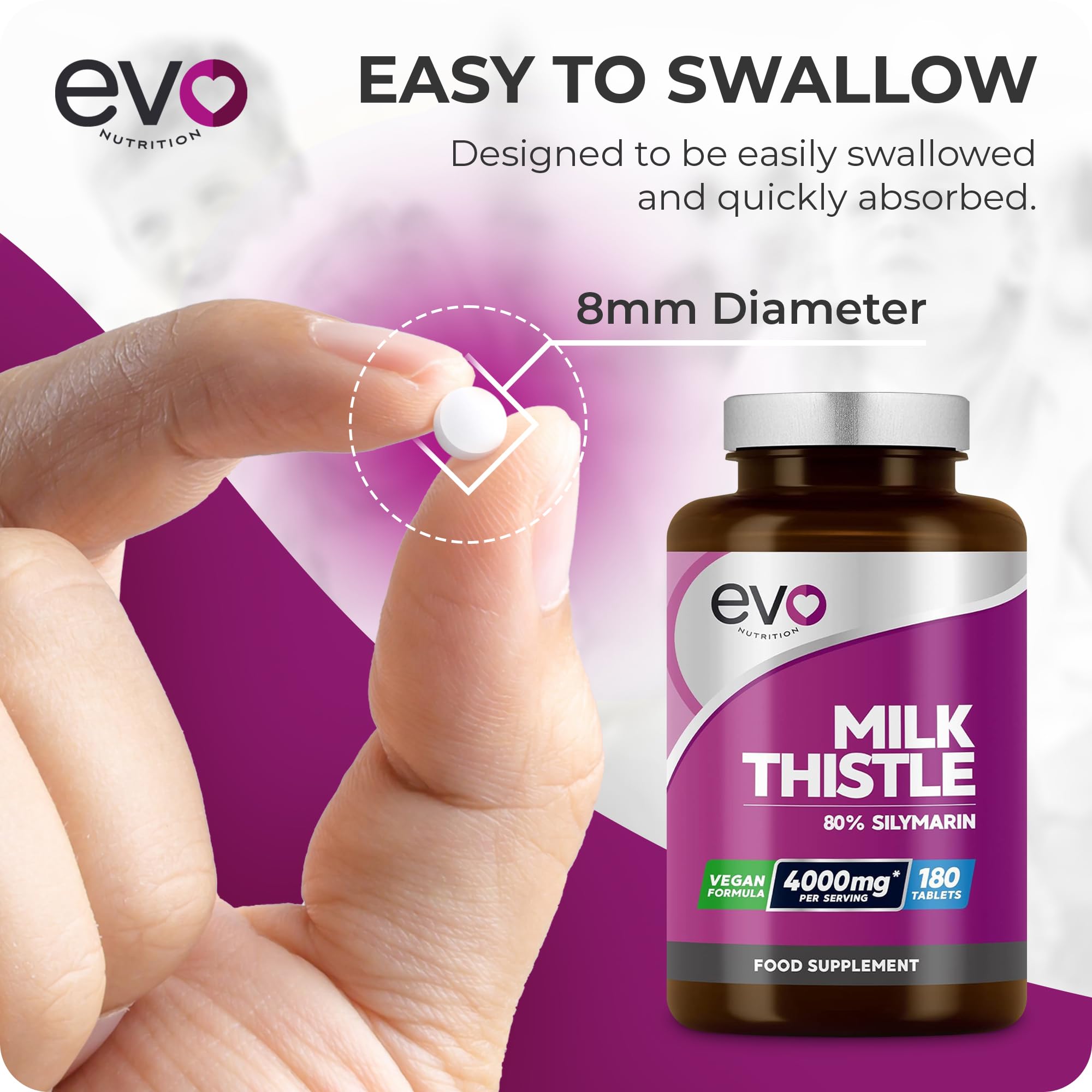 Milk Thistle Tablets 4000mg | 80% Silymarin | 180 Tablets | High Strength Vegan Supple EVO NUTRITION
