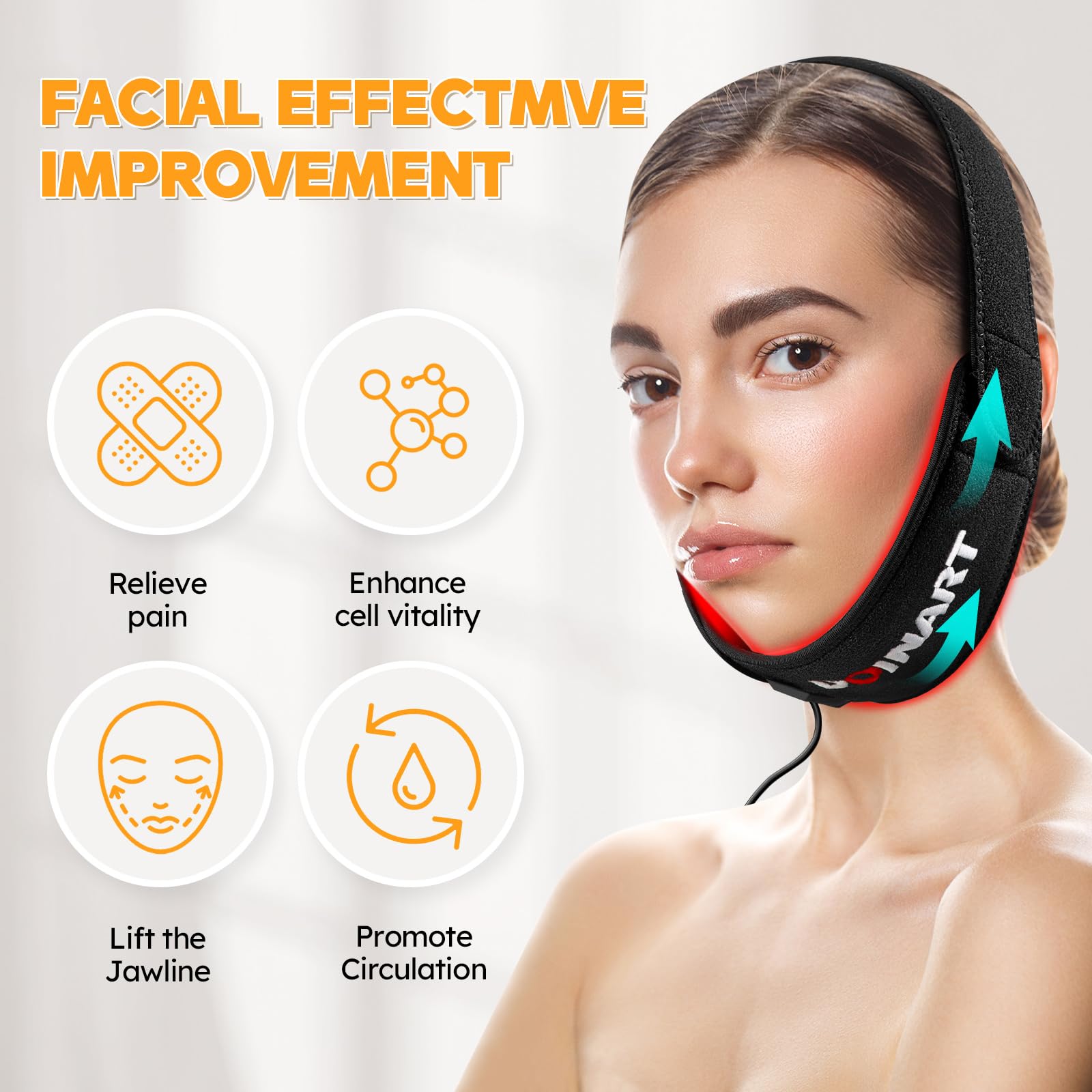 Doinart Red Light Therapy Belt for Neck, Portable Near Infrared Light Therapy for Face Doinart