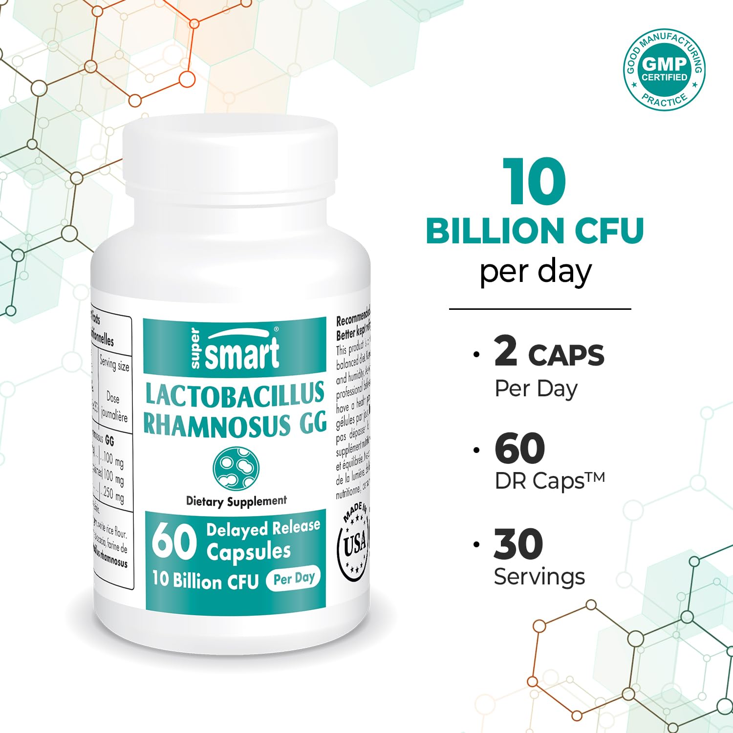 Supersmart - Lactobacillus Rhamnosus GG 10 Billion CFU per Day (LGG Probiotic Supersmart