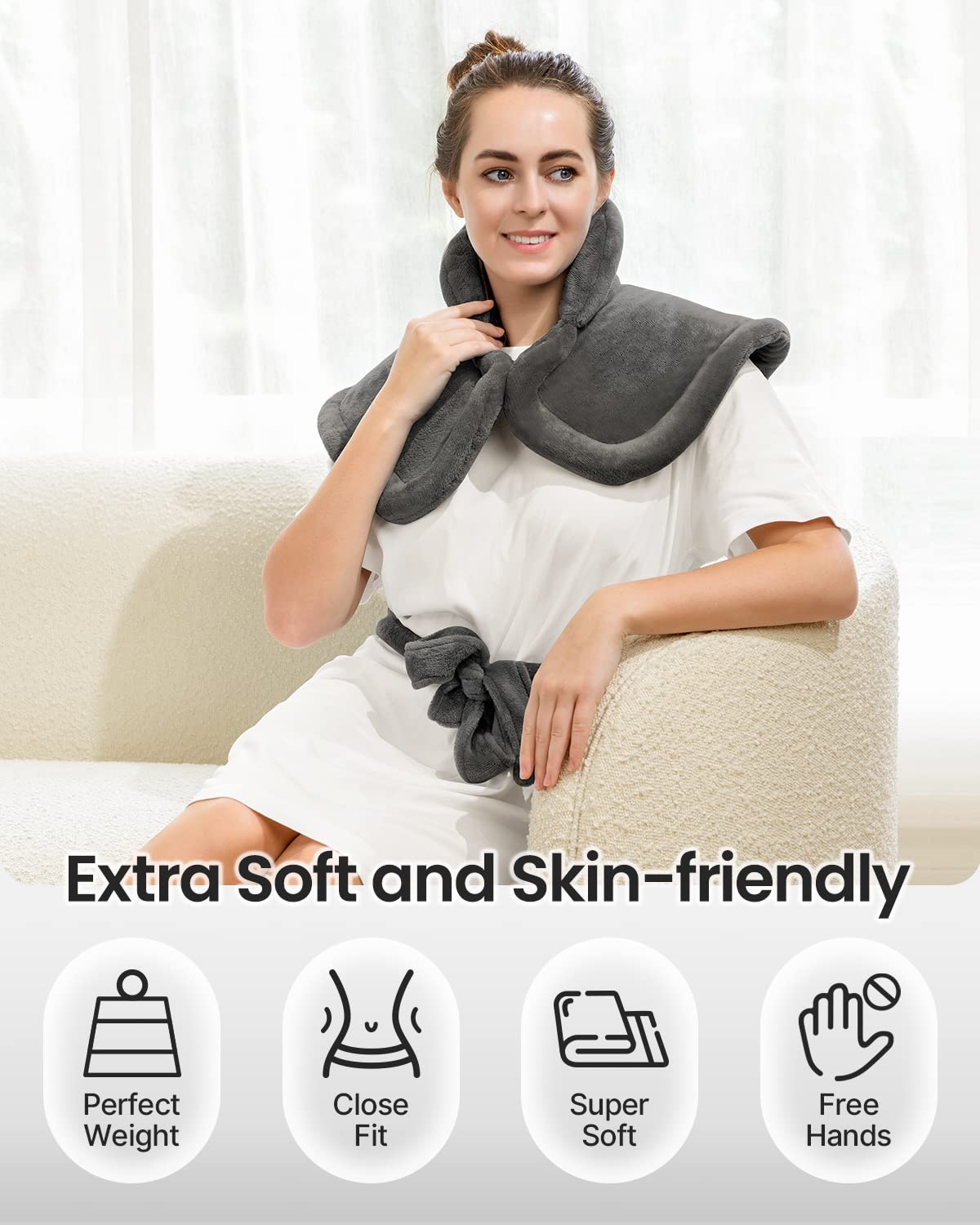 RENPHO Weighted Heating Pad for Back Pain Relief, FSA HSA Eligible, Electric Heat Pads RENPHO