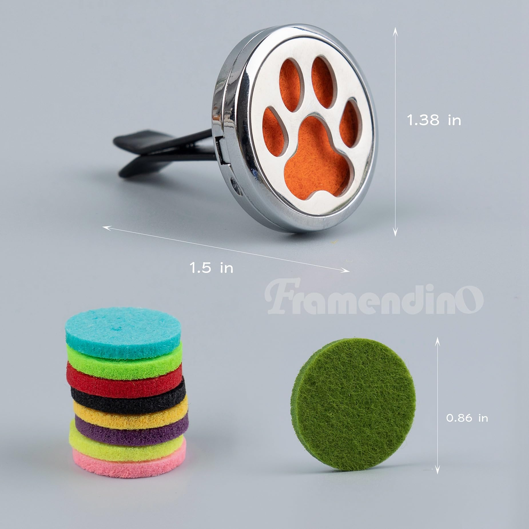 Framendino, 2 Pack Dog Paw Print Locket for Essential Oil Diffuser with 20 Felt Refill Pads Framendino