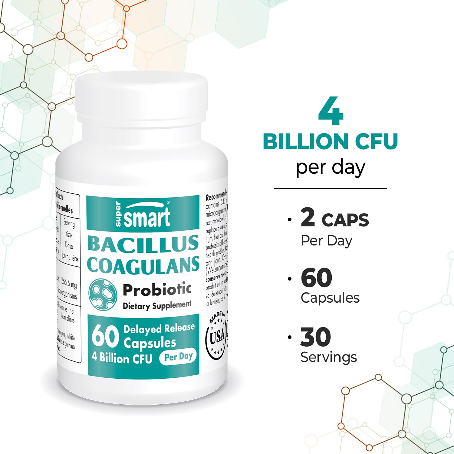 Supersmart - Bacillus Coagulans Probiotic 4 Billion CFU per Day (High Absorption) Supersmart
