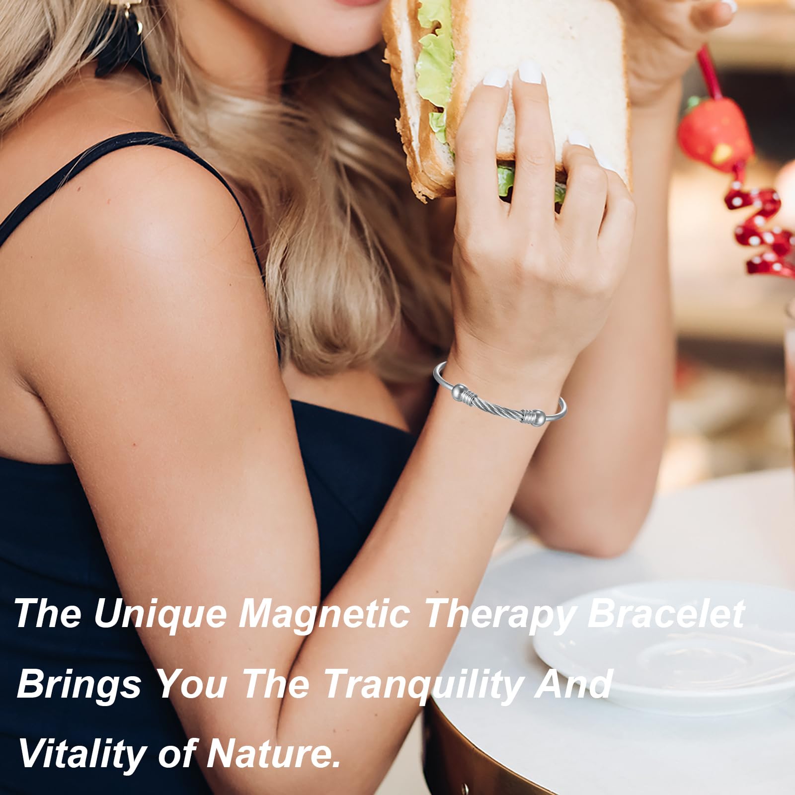 EnerMagiX Magnetic Bracelet for Women for Arthritis and Joint,Twisted Cable Stainless Steel Bangle EnerMagiX