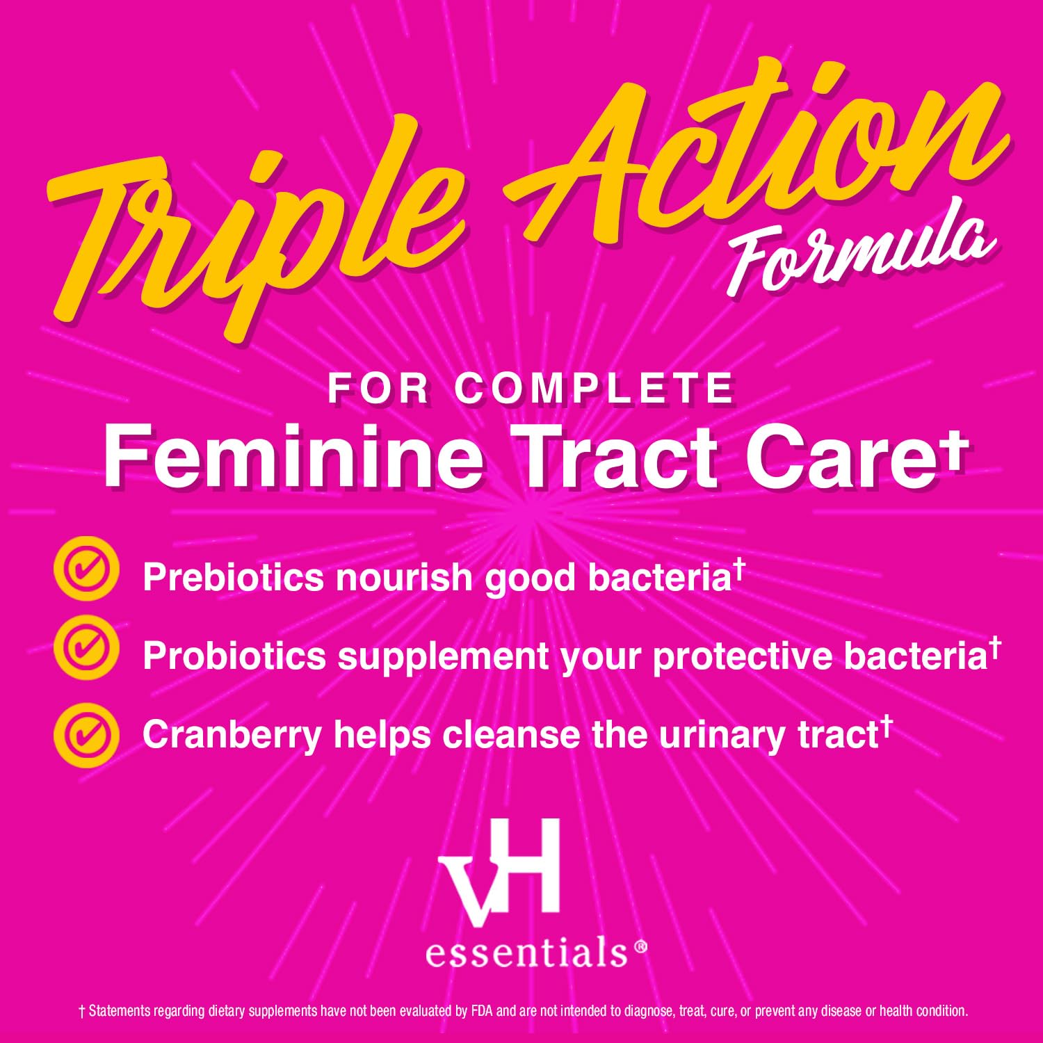 vH essentials Probiotic Gummies with Prebiotics & Cranberry, Concentrated Extract vH essentials