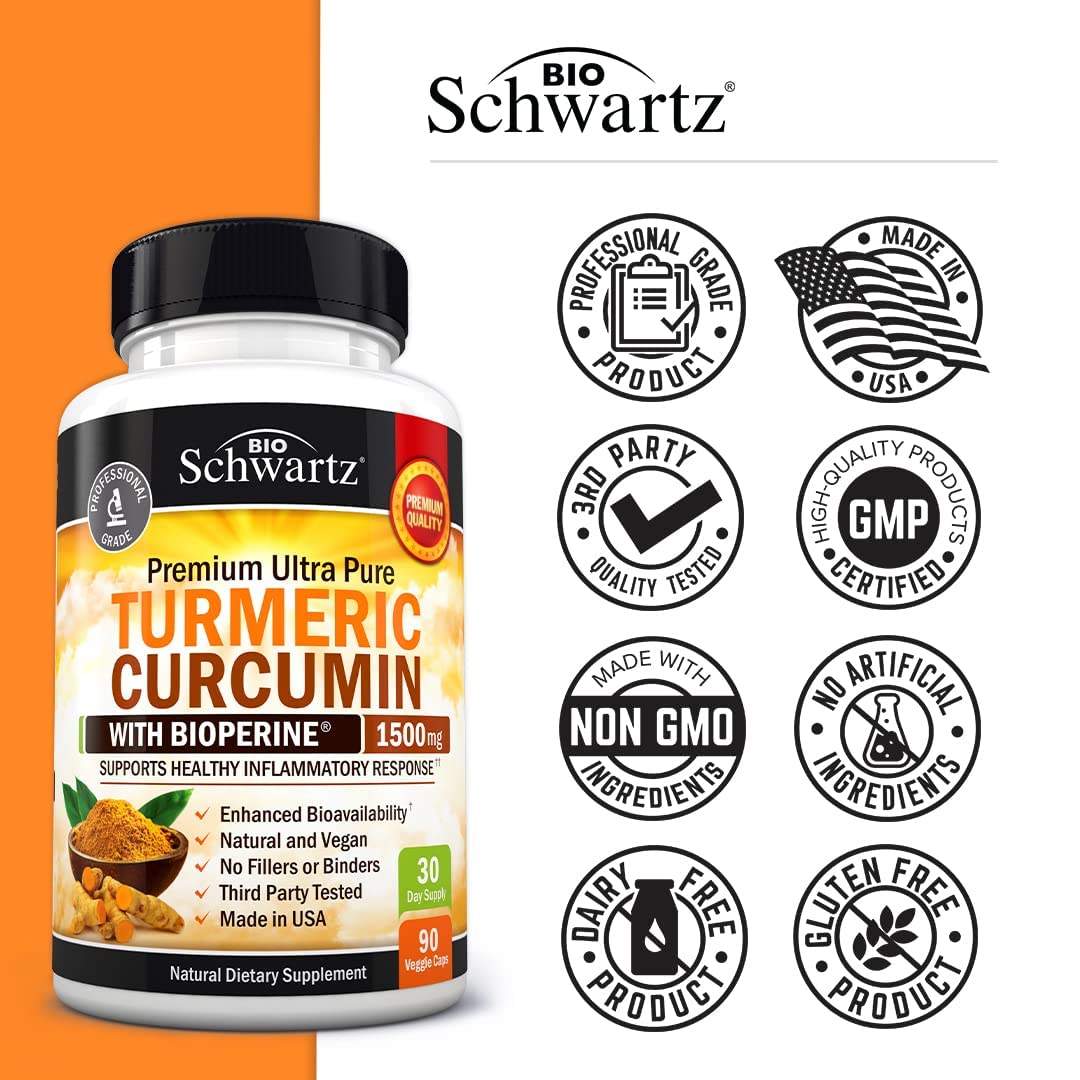 Turmeric Curcumin with Black Pepper Extract 1500mg - High Absorption