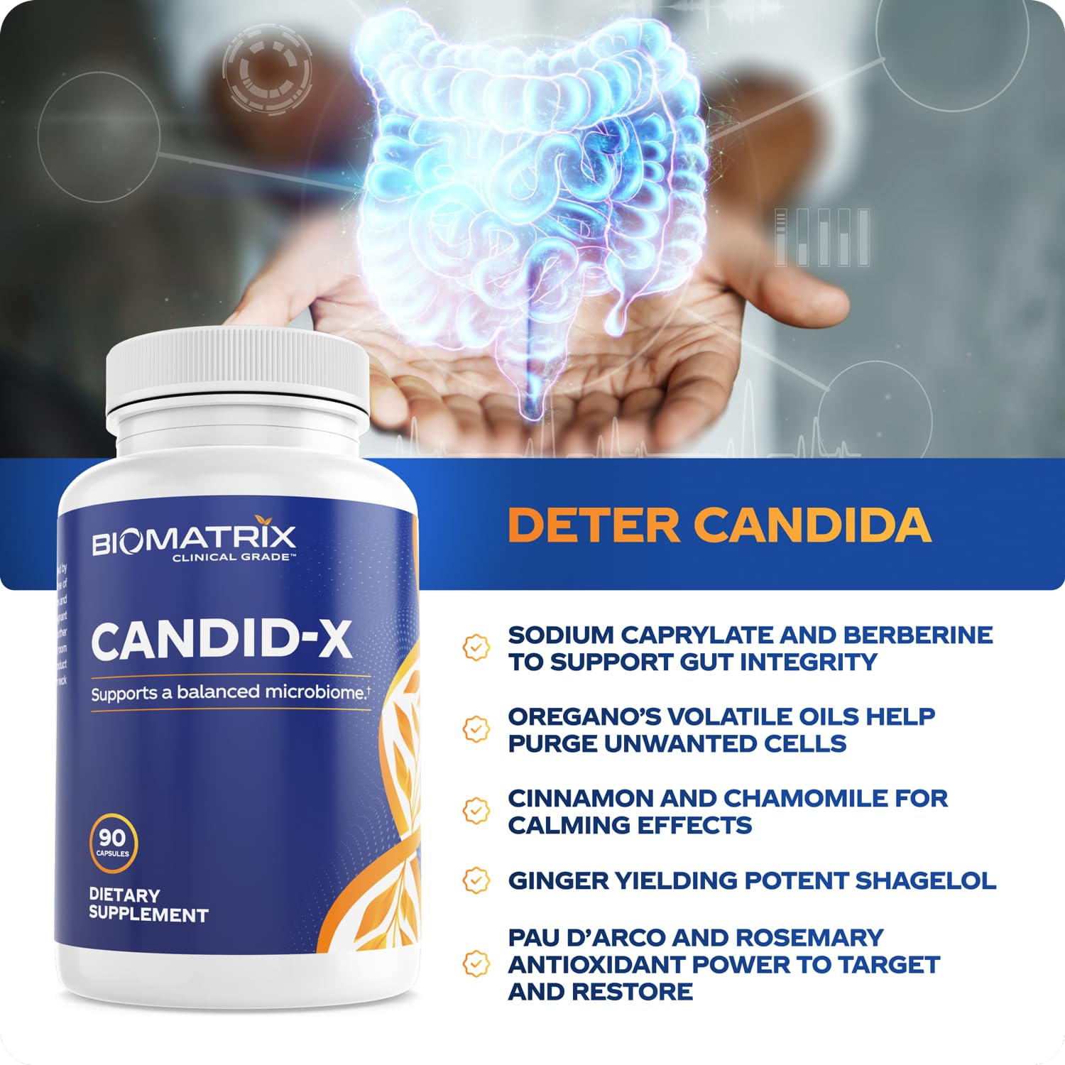 BioMatrix Candid-X Gut Cleanse with Berberine, Oregano, Sodium Caprylate, Chamomile, Ginger BioMatrix