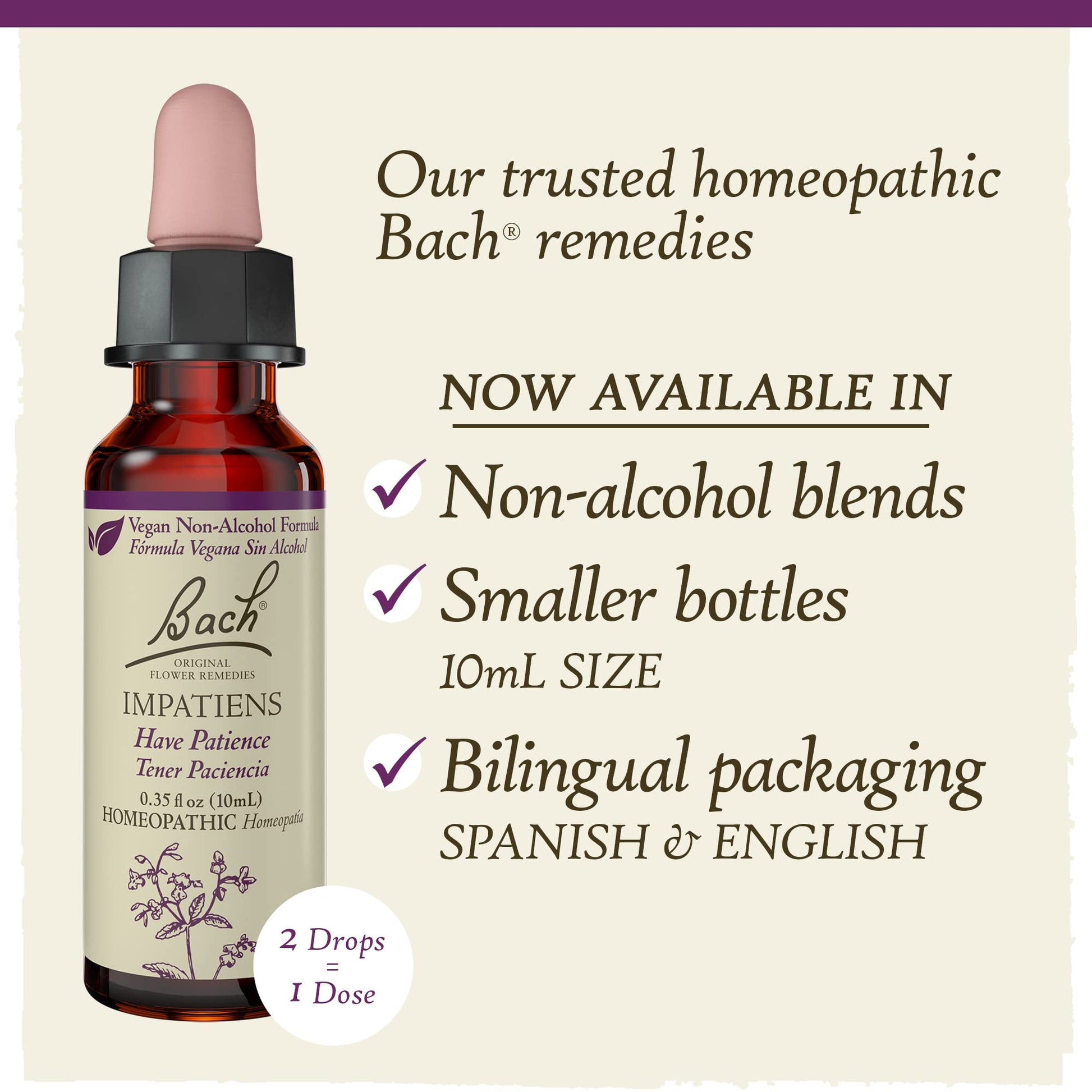 Bach Original Flower Remedies, Impatiens for Patience (Non-Alcohol Formula), Natural Homeopathic Bach