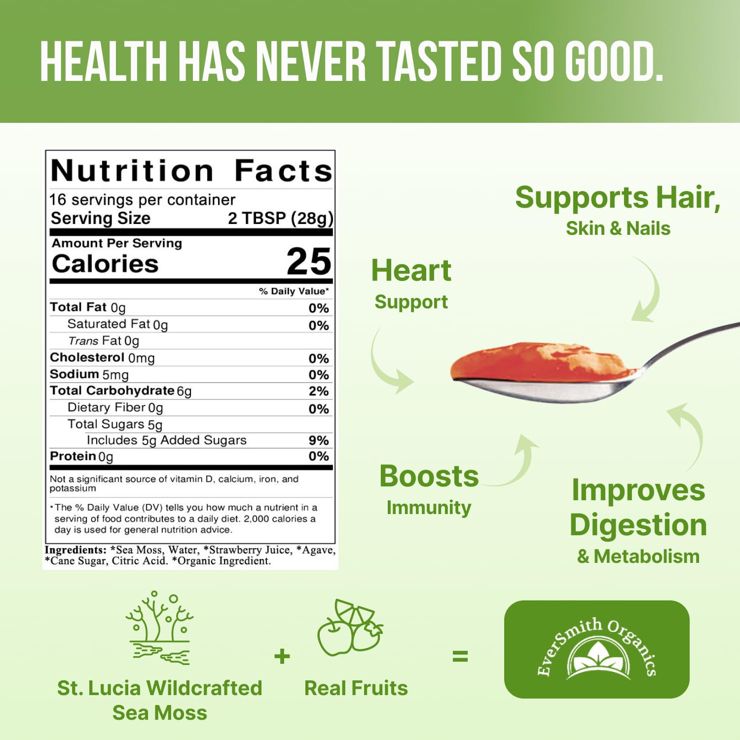 EverSmith Organics - Wildcrafted Irish Sea Moss Gel | Made in USA | Rich in Vitamins EverSmith Organics