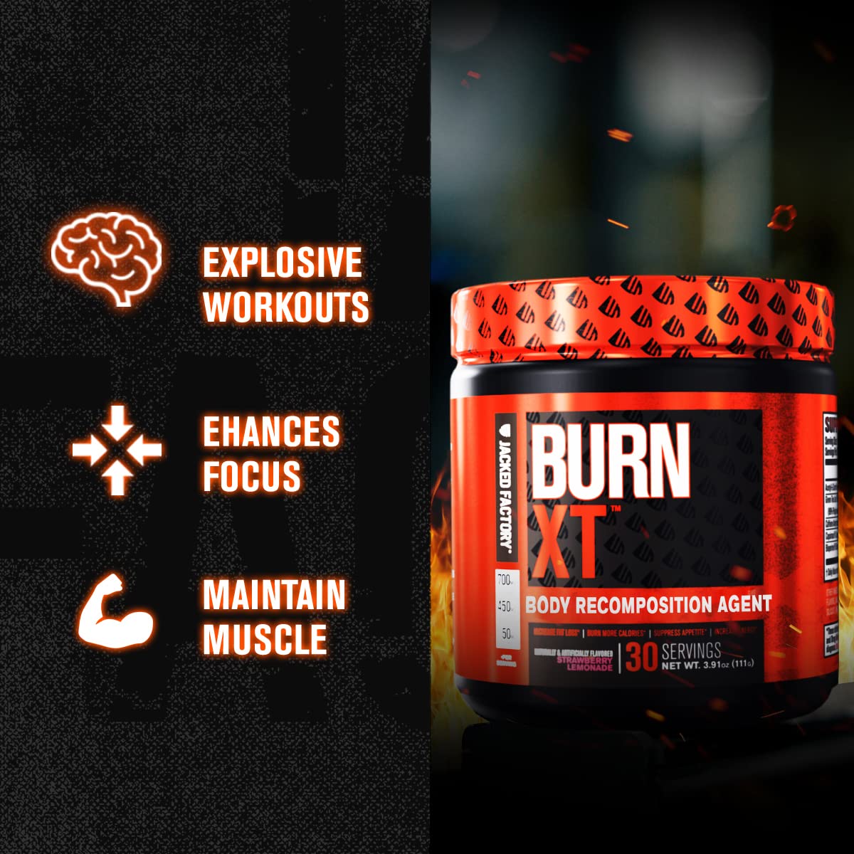 Jacked Factory Burn-XT Powder for Men & Women - Improve Focus & Increase Energy Jacked Factory