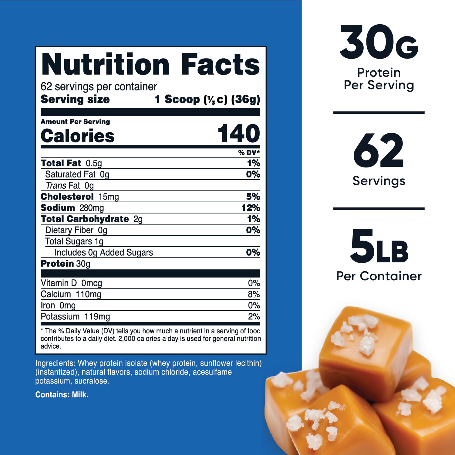 Nutricost Whey Protein Isolate (Salted Caramel, 5LBS) Nutricost