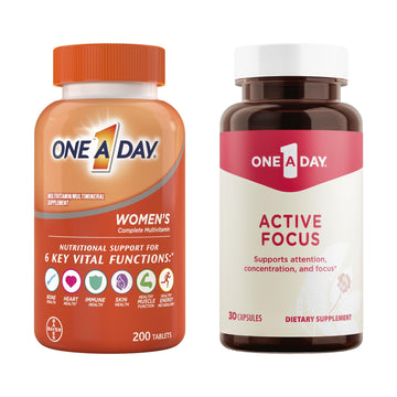 ONE A DAY Bundle Multivitamin for Women 200 Count Tablets Active Focus Supplement
