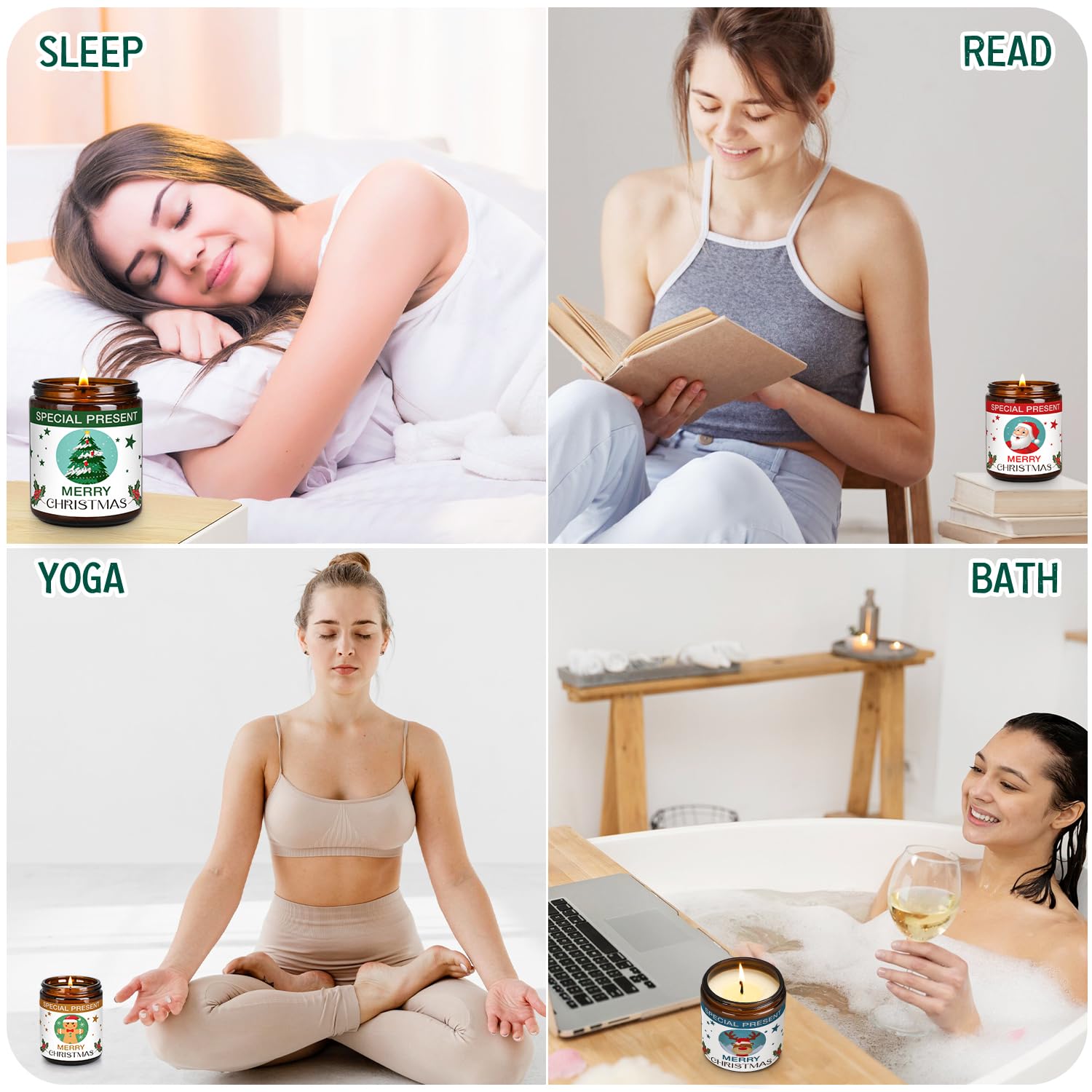 Christmas Candle Set Scented Candle Gift Set, 4 Pack 28 oz Christmas Scented Candles Over 180 Hours YINUO LIGHT