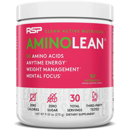 RSP NUTRITION AminoLean Pre Workout Energy (Watermelon 30 Servings) with AminoLean Recovery Post Workout Boost (Tropical Island Punch 30 Servings)