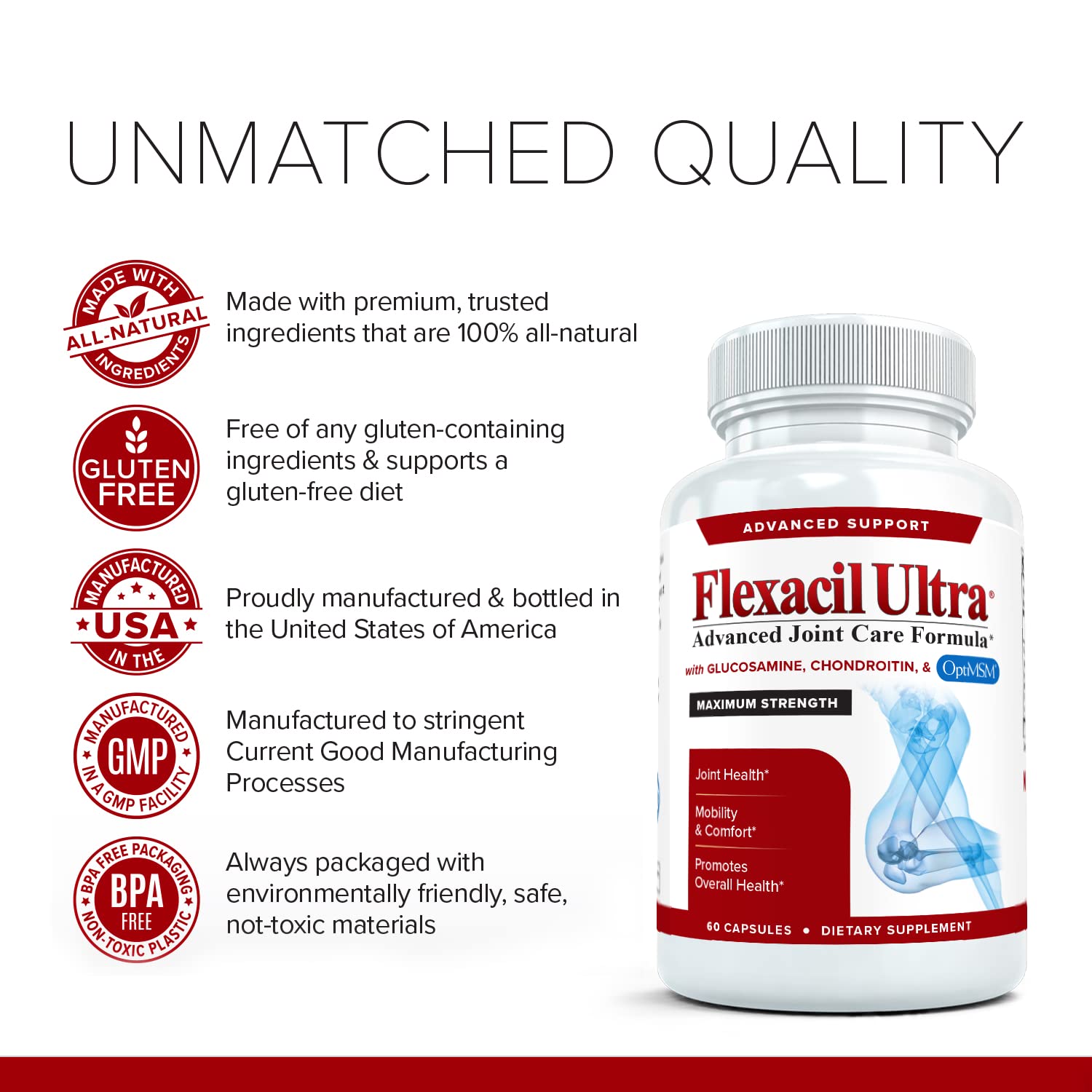 Flexacil Ultra (3 Bottles) Maximum Strength Joint Health & Support Supplement | Glucosami Flexacil Ultra