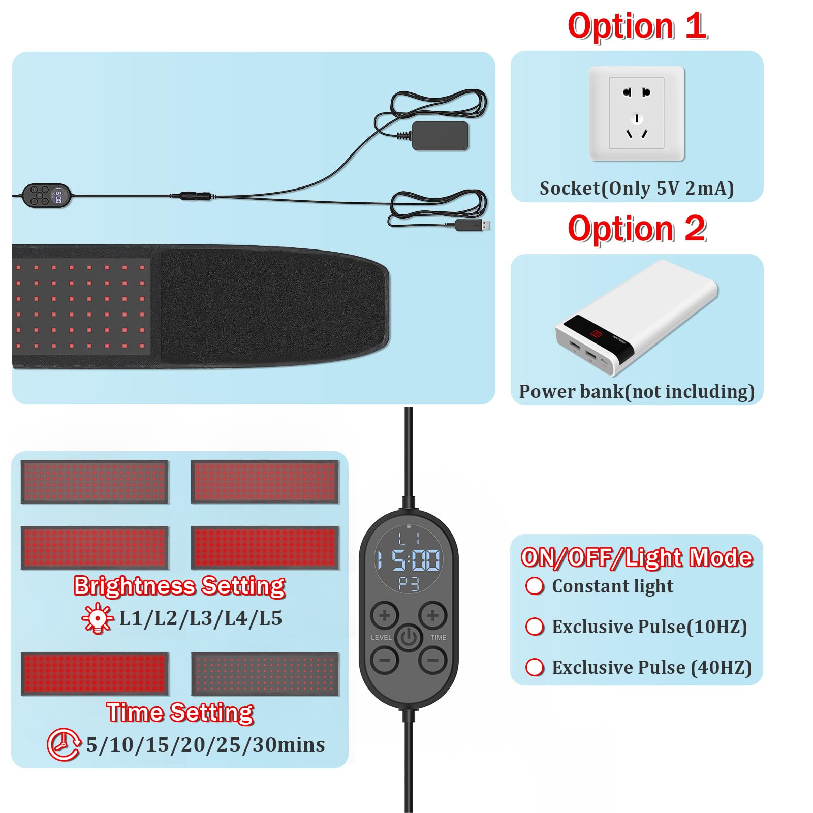 Red Light Therapy Belt Near-Infrared-Light Therapy Wrap for Body Wearable Large Pad Aptoyu