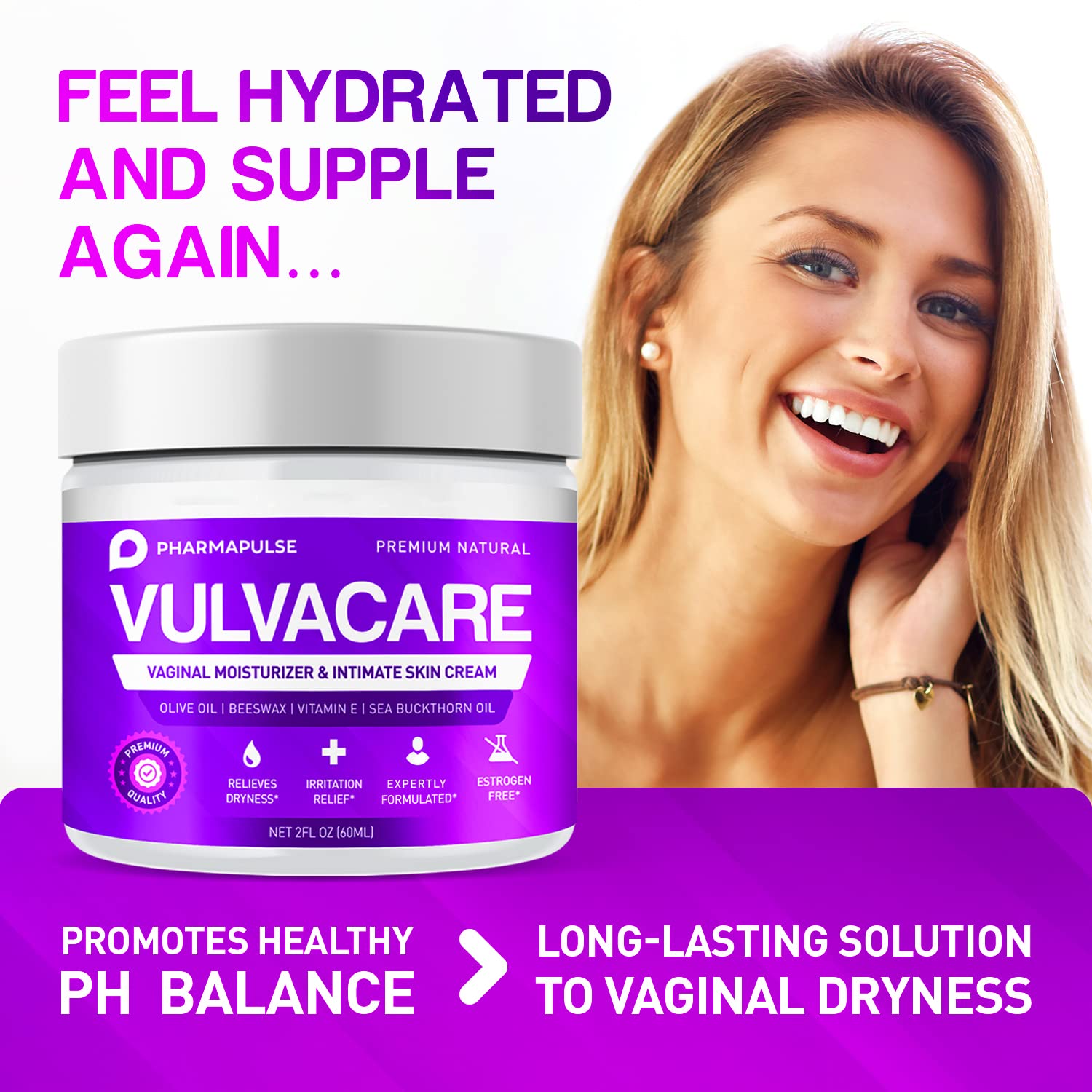 Pharmapulse Vaginal Moisturizer, Vulva Balm Cream, Intimate Skin Care, Menopause Support Pharmapulse