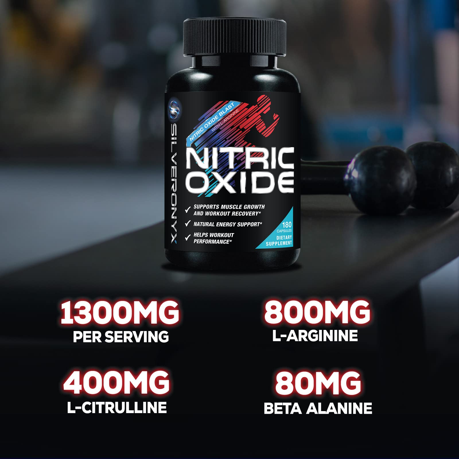 Extra Strength Nitric Oxide Supplement L Arginine 3X Strength - Citrulline Malate, AAKG SILVERONYX