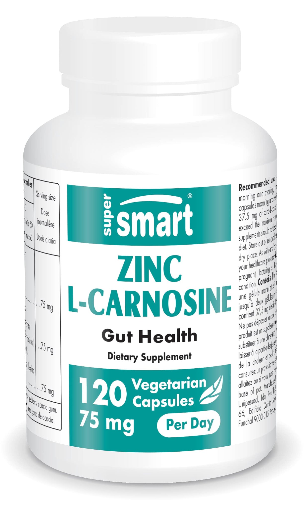 SuperSmart - Zinc L-Carnosine 75mg per Day (Well-Tolerated) - Zinc Carnosine Supplemen