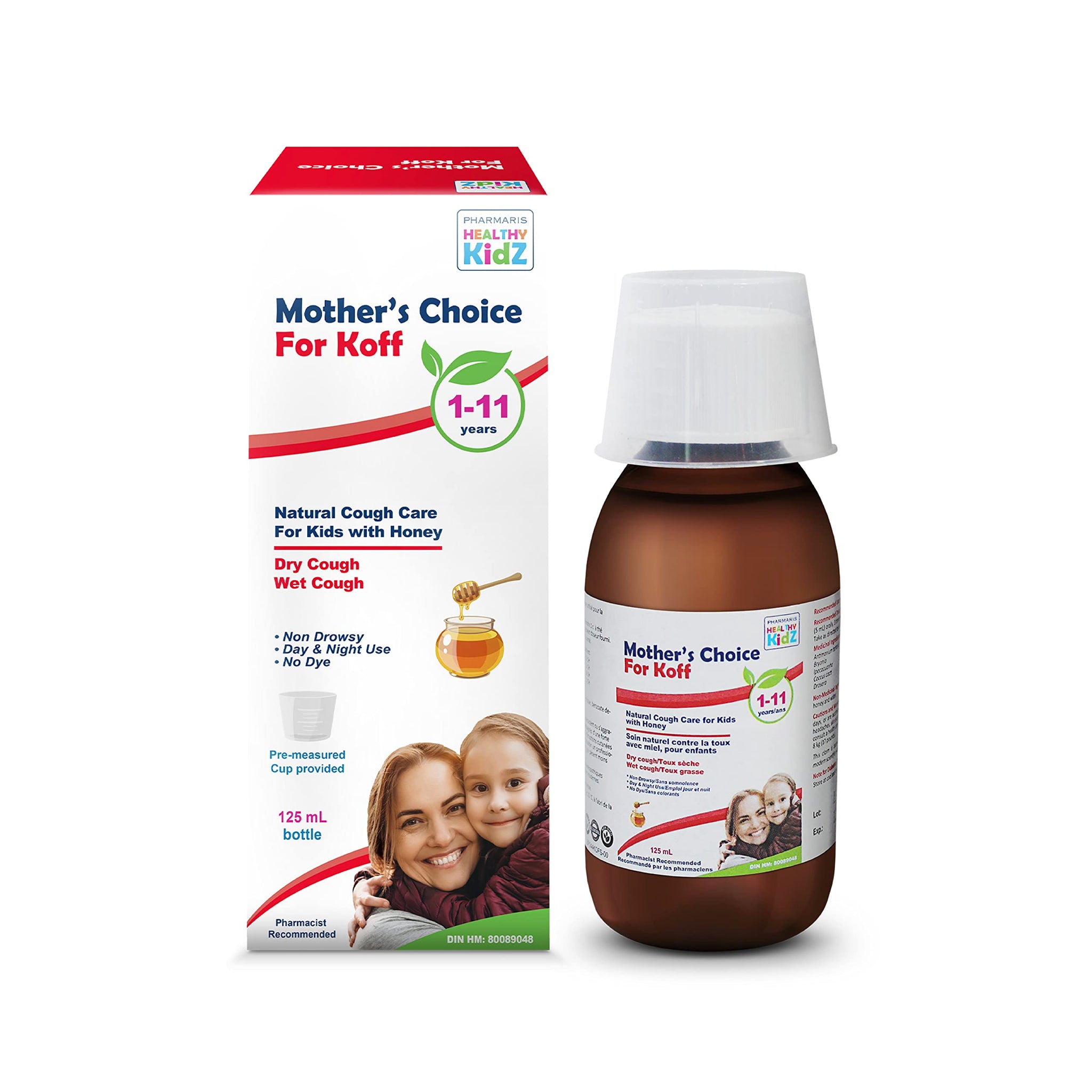 Mother’s Choice for Koff, for Dry and Wet Cough, Natural Cough Care for Kids with Honey, 125 ml