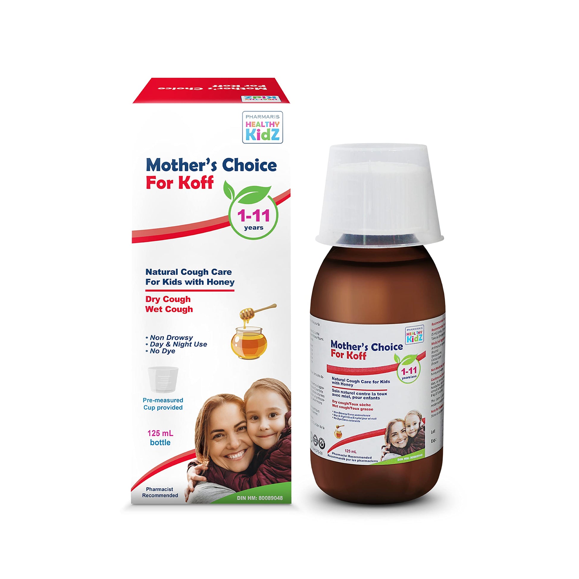 Mother’s Choice for Koff, for Dry and Wet Cough, Natural Cough Care for Kids with Honey, 125 ml