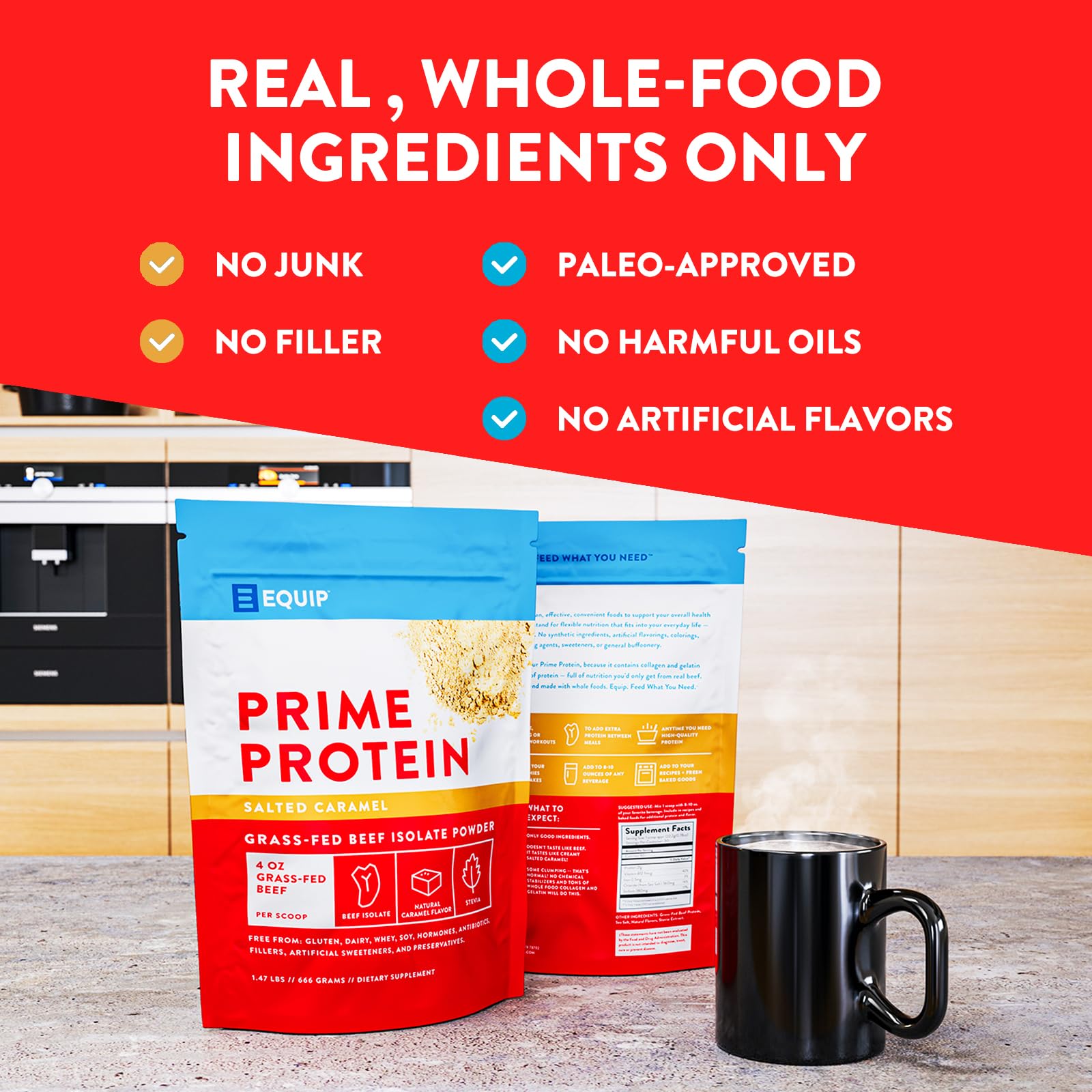 Equip Foods Prime Protein - Grass Fed Beef Protein Powder Isolate - Paleo and Keto Equip