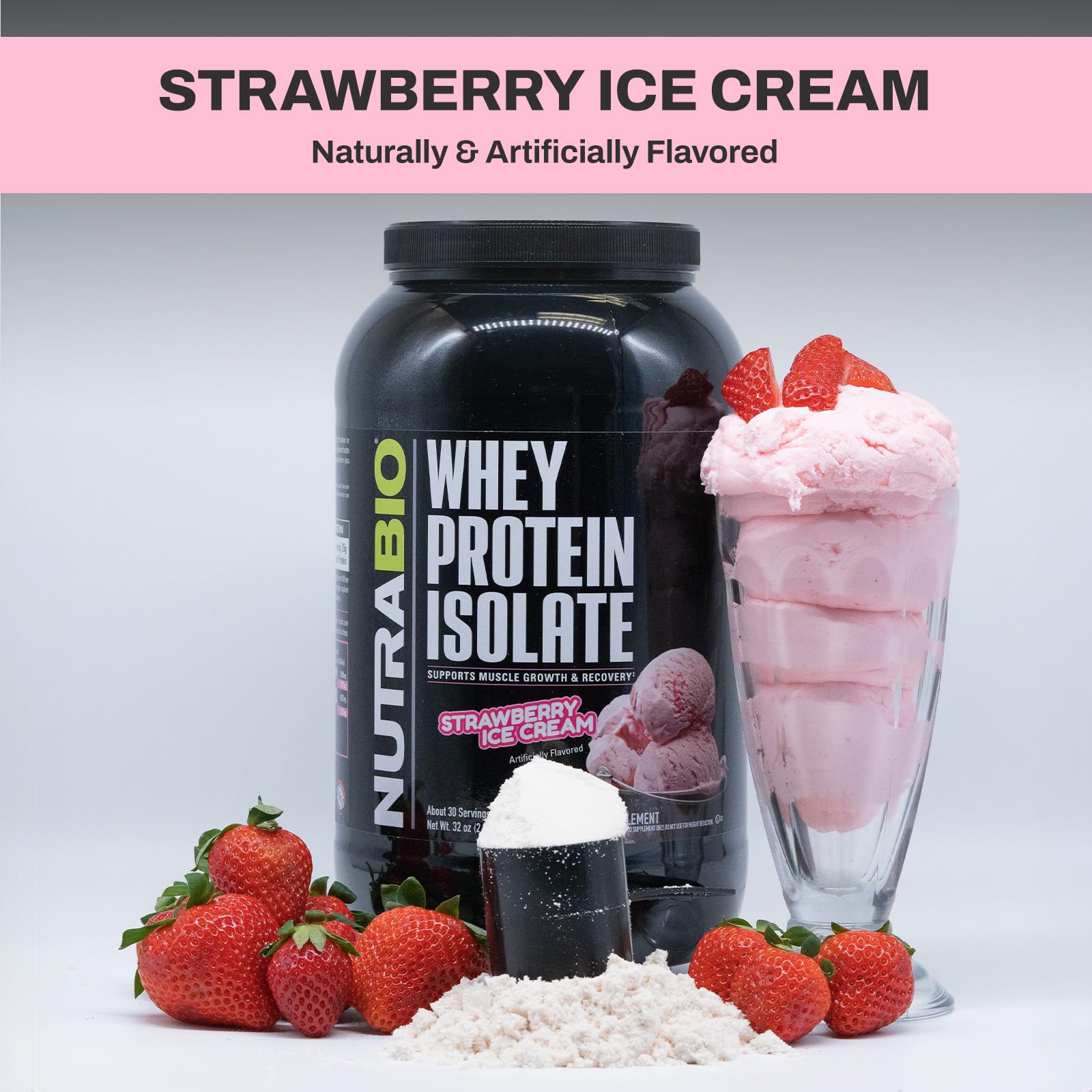 NutraBio Whey Protein Isolate Supplement – 25g of Protein Per Scoop with Complete NutraBio