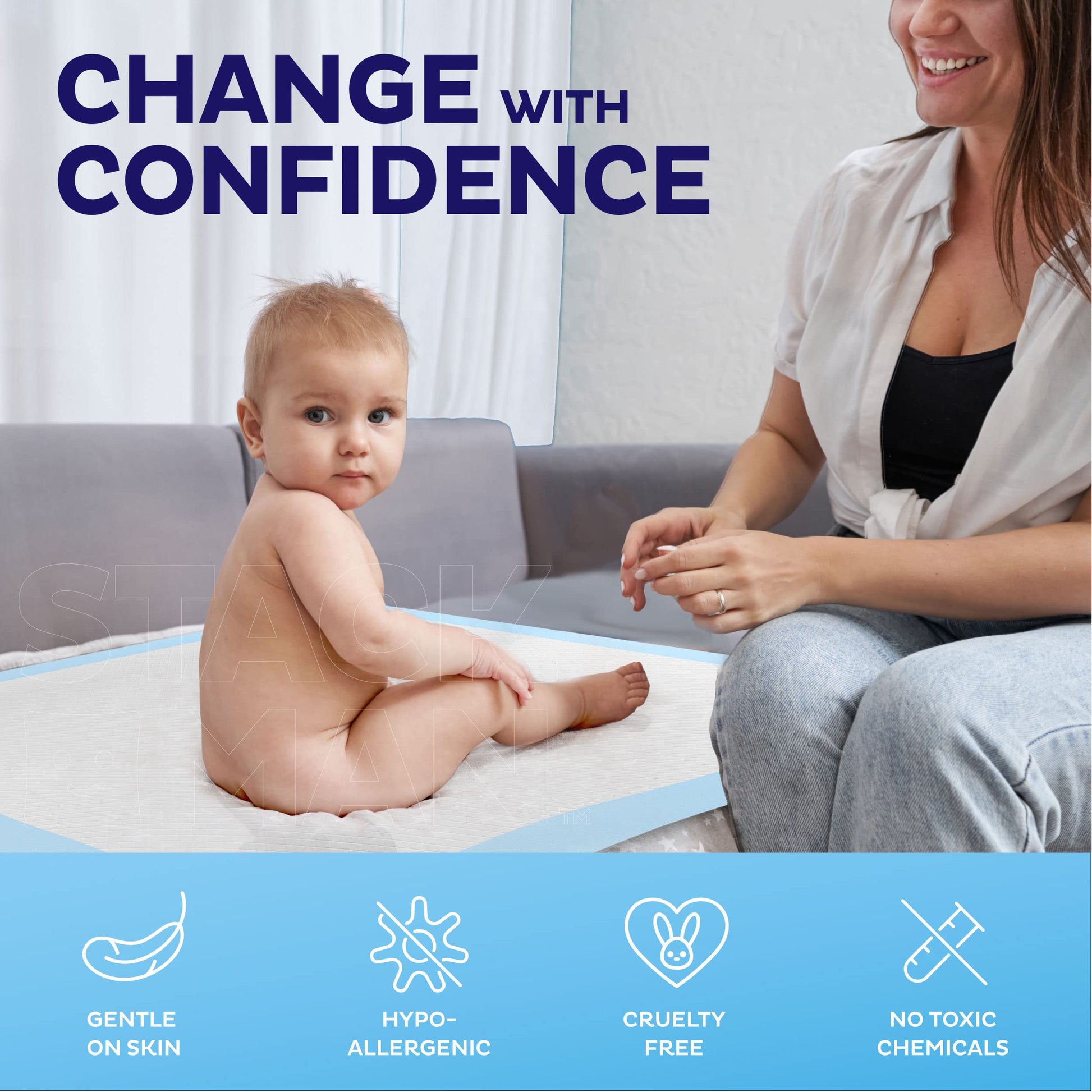 Chucks Pads Disposable [50-Pack] Underpads 23x36 Incontinence Chux Stack Man