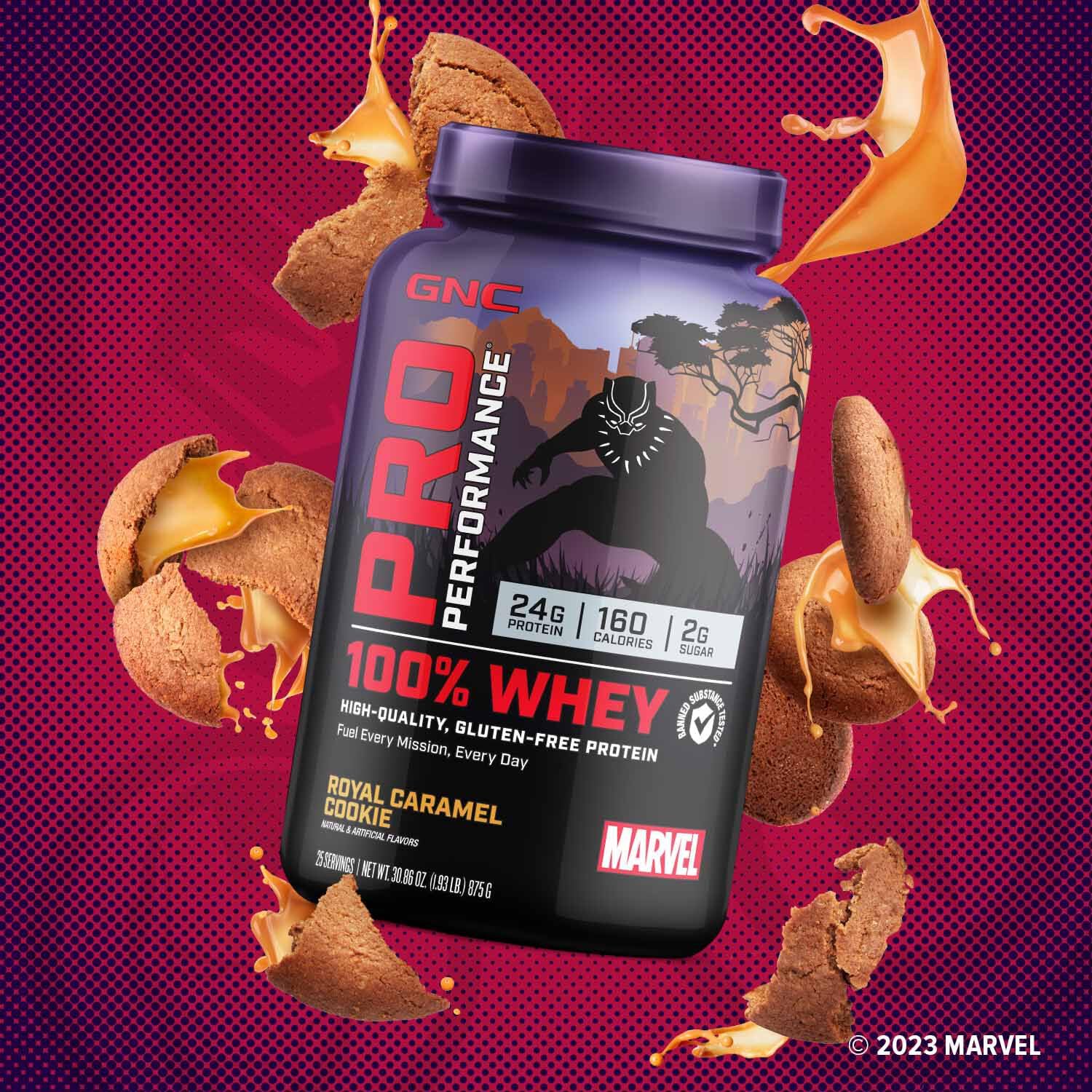 GNC Pro Performance 100% Whey - Marvel: Royal Caramel Cookie - 25 Servings GNC