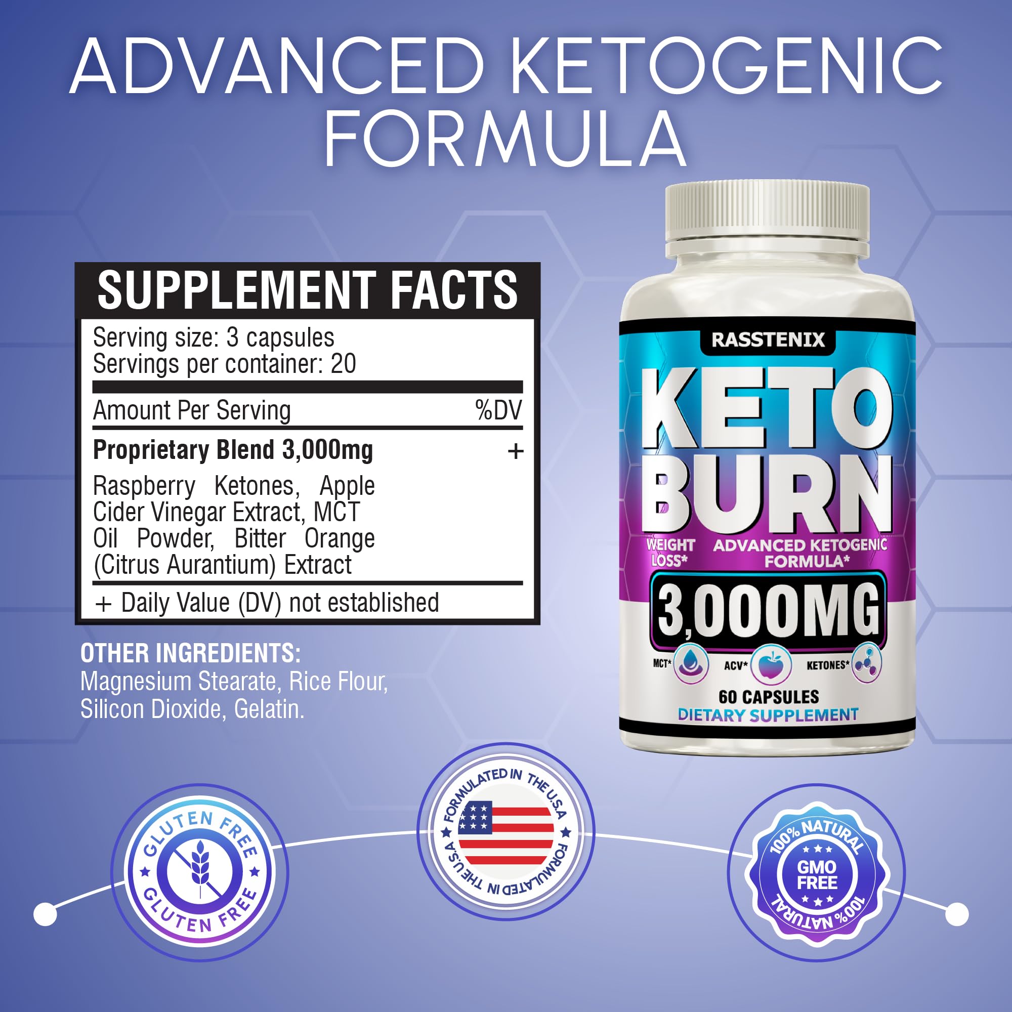 Rasstenix (2 Pack) Keto Pills - Lean Keto Diet Pills - Weight Fat Management Loss Rasstenix