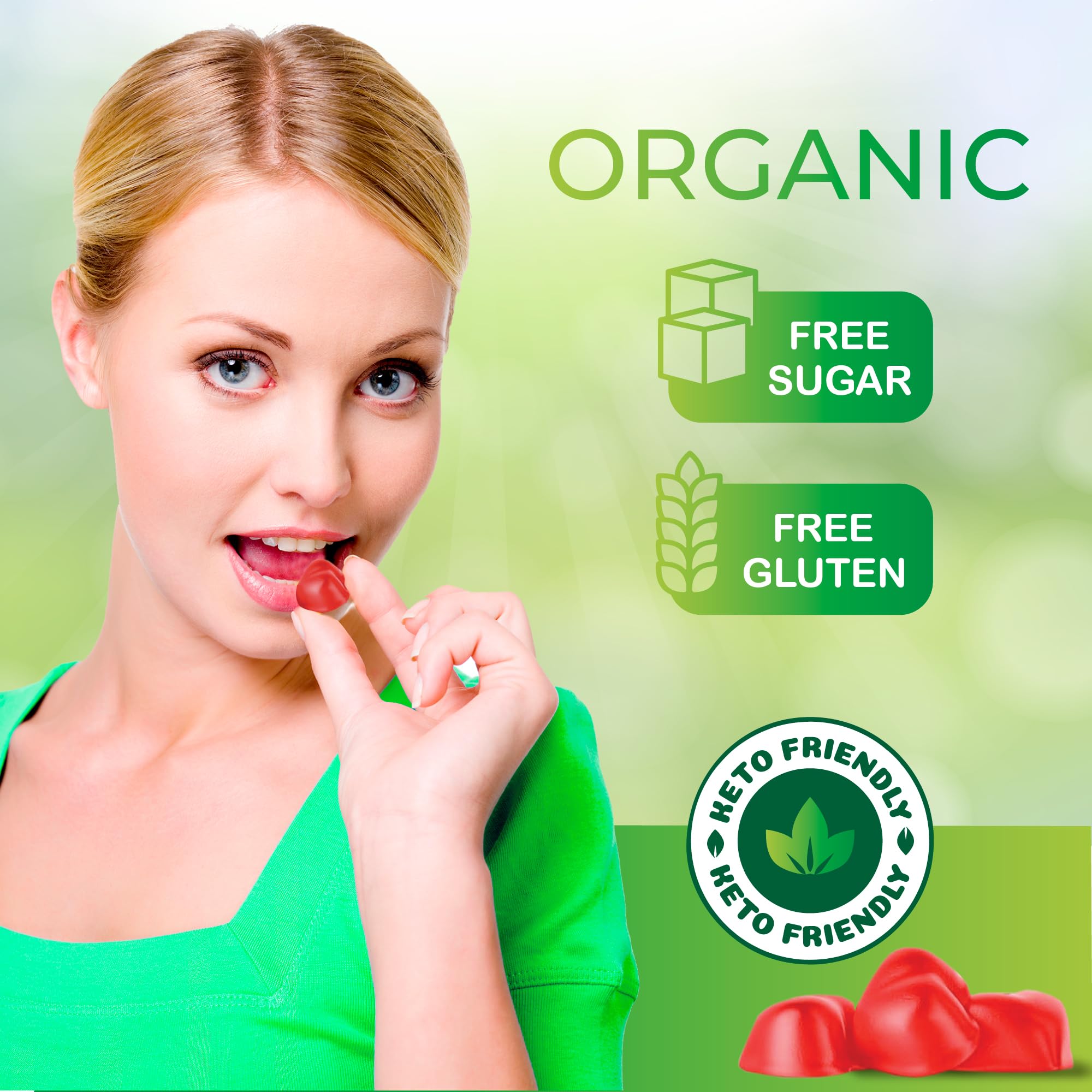 Organic Keto ACV Gummies for Advanced Weight Loss Fat Burn - Sugar Gluten Free Apple Newline Lab