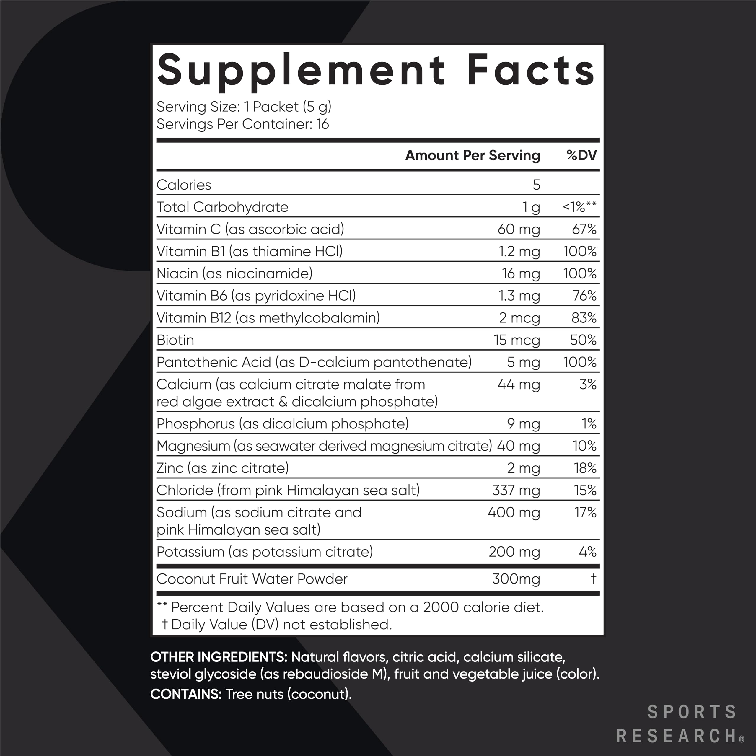 Sports Research Hydrate Electrolytes Powder Packets - Sugar-Free & Naturally Flavored Sports Research