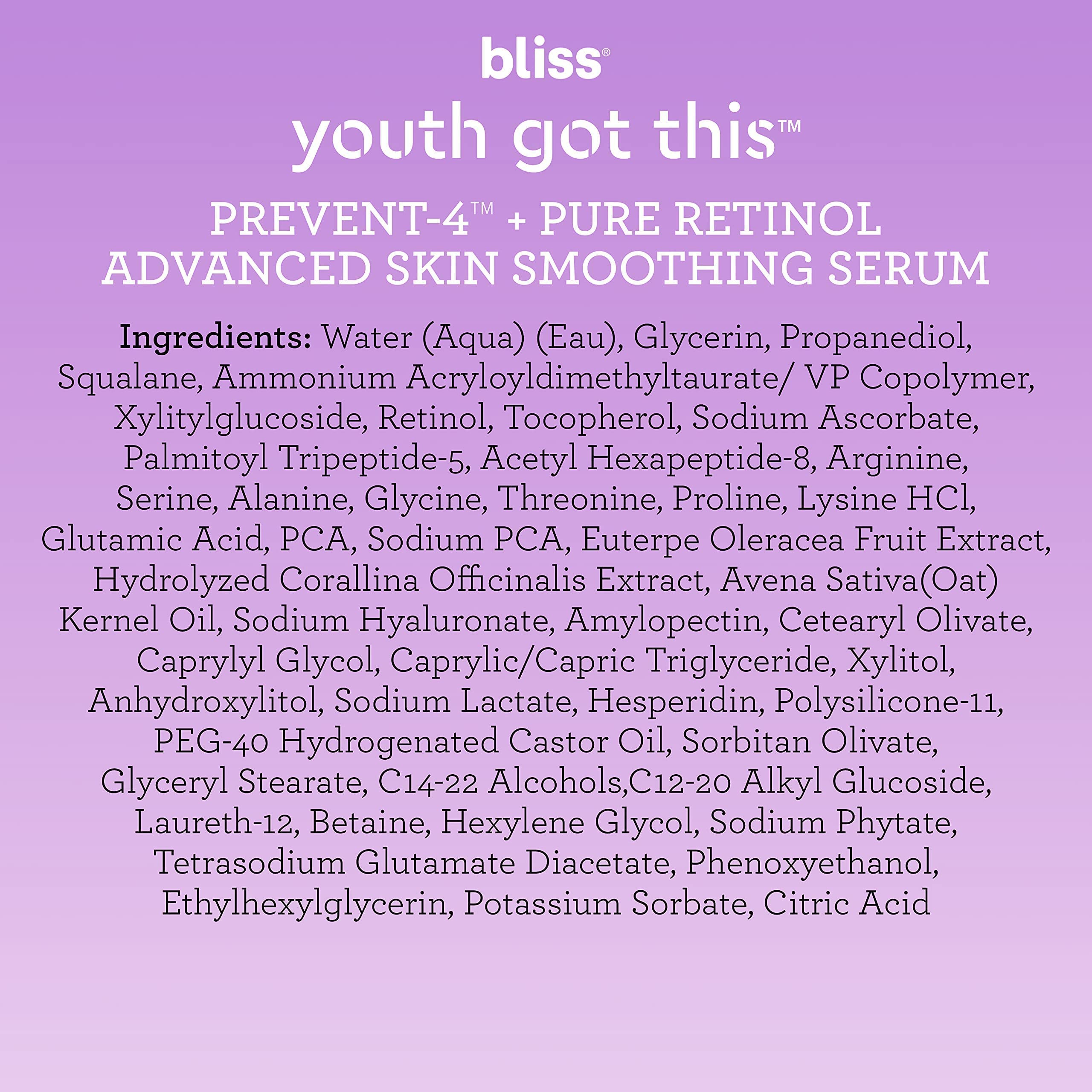 Bliss Youth Got This™ Prevent-4™ + Pure Retinol - 0.67 Fl Oz - Advanced Skin Bliss