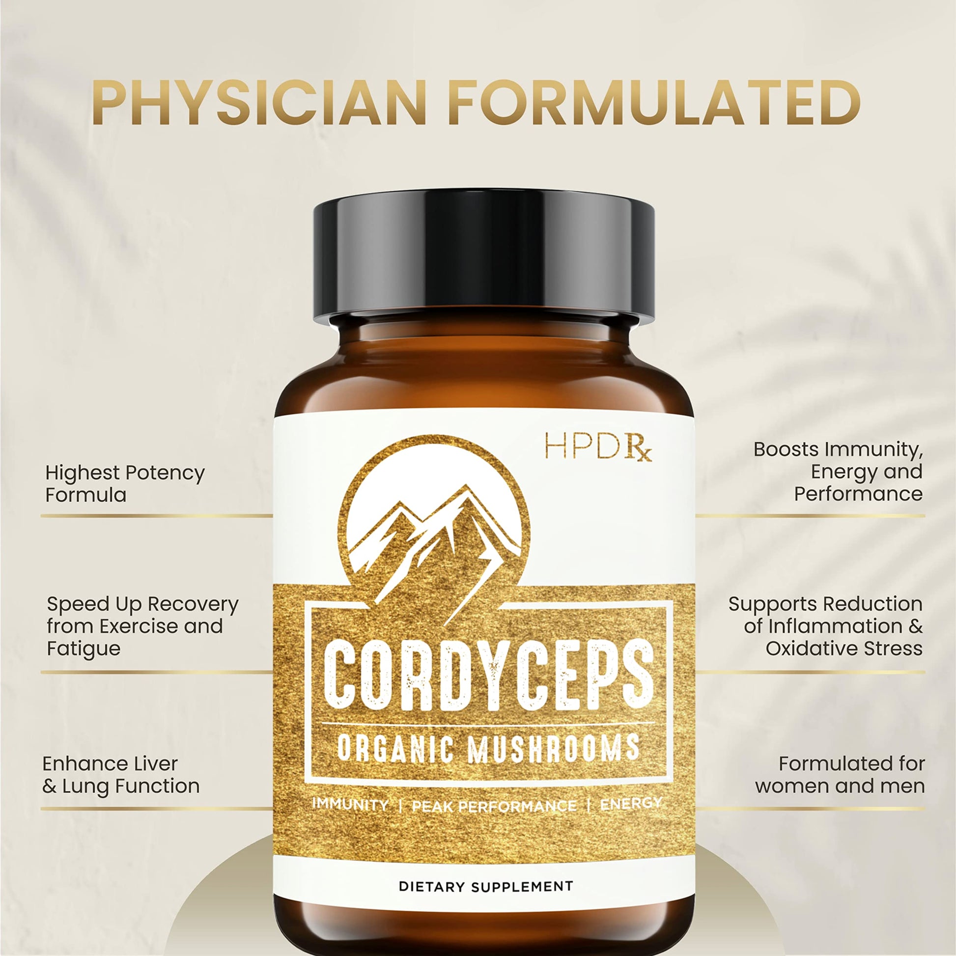 HPD Rx Premium Organic Cordyceps Mushroom Extract Performance Supplement HPD Rx