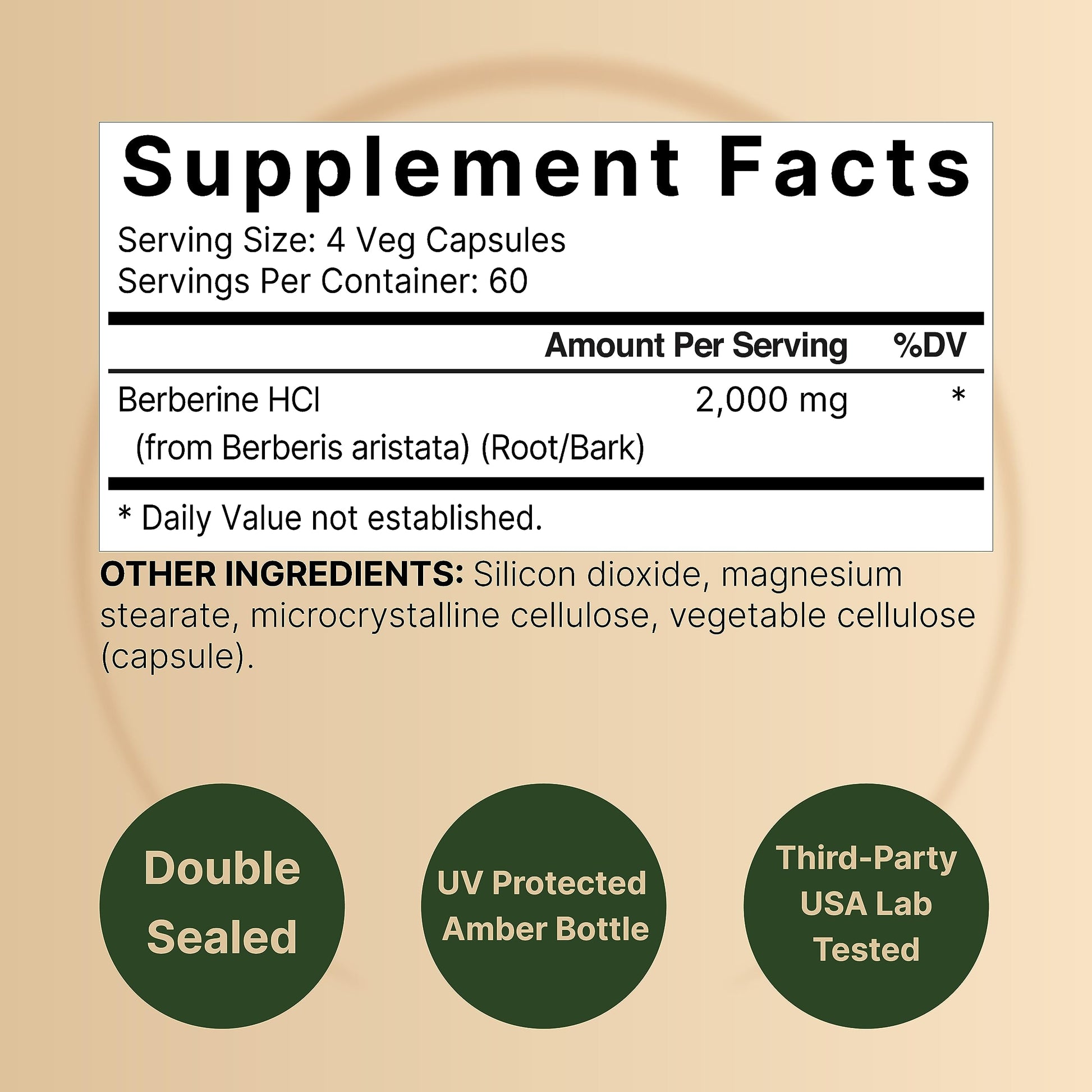 Berberine Supplement 500mg Per Capsule (2,000mg Per Serving) | 240 Veggie Capsules, 97% Pure Berberine HCL – Plant Based, Vegan, Non-GMO NatureBell