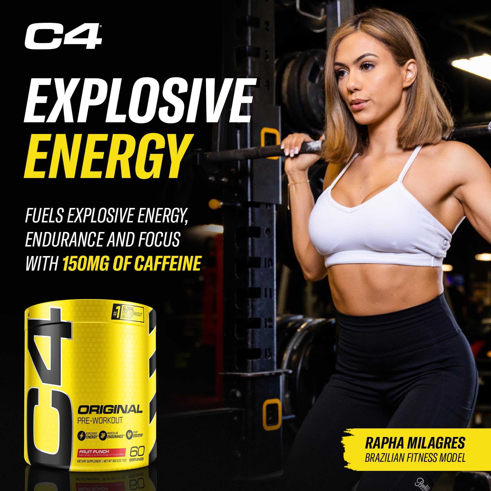 C4 Original Pre Workout Powder Fruit Punch - Vitamin C for Immune Support - Sugar Free Cellucor