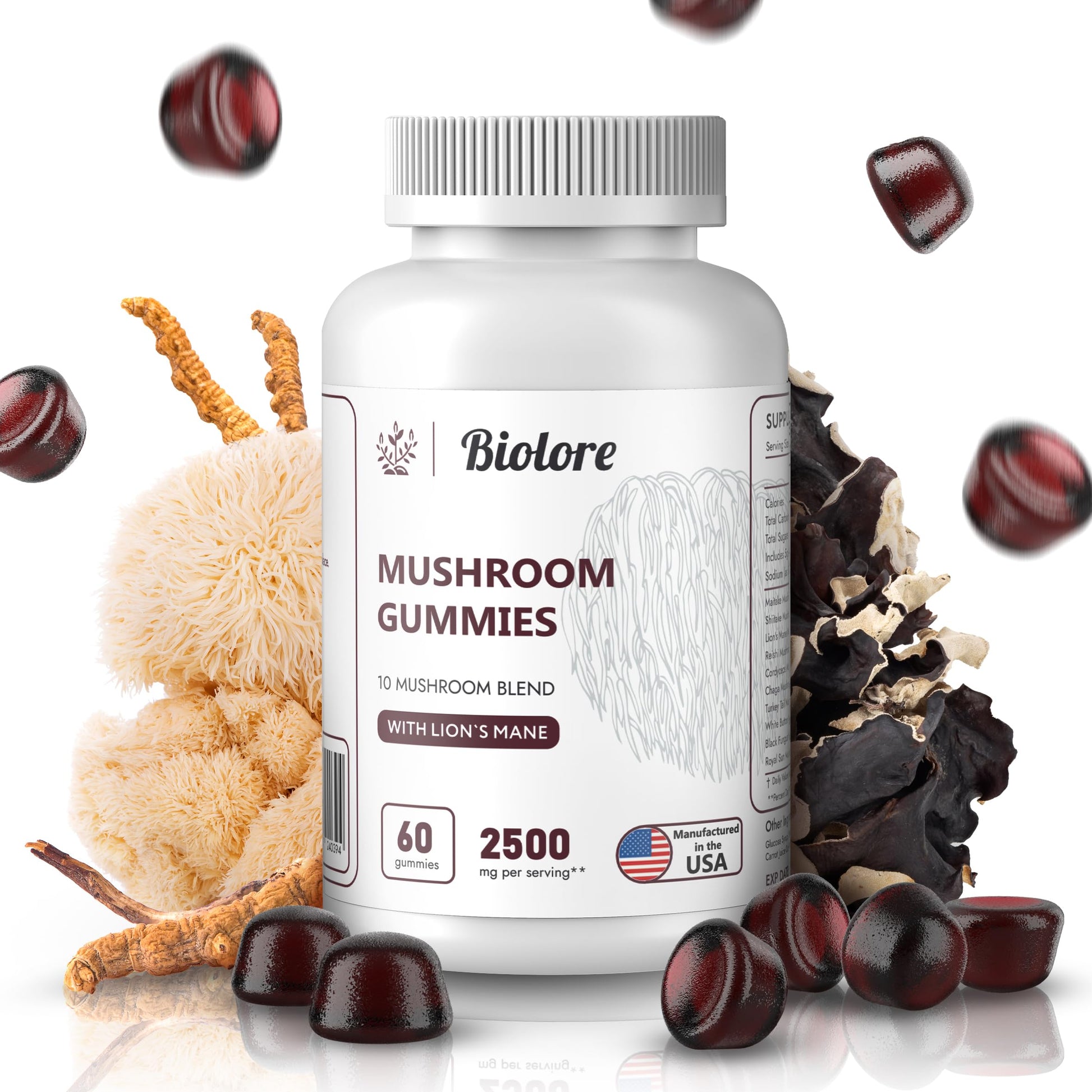 Biolore Mushroom Complex Gummies: 10 Powerful Mushrooms with Chaga, Lions Mane Biolore