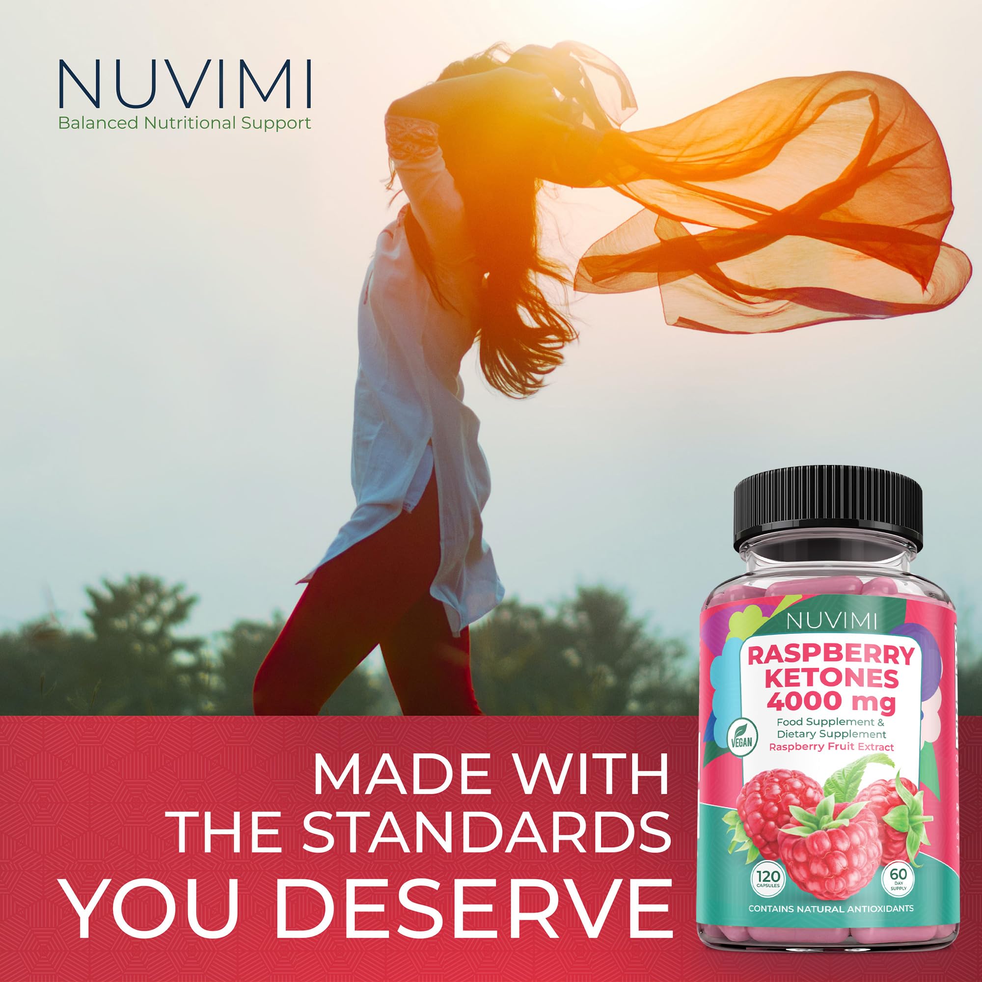 NUVIMI Raspberry Ketones 4000 mg Natural Dietary Food Supplement to Support Healthy NUVIMI