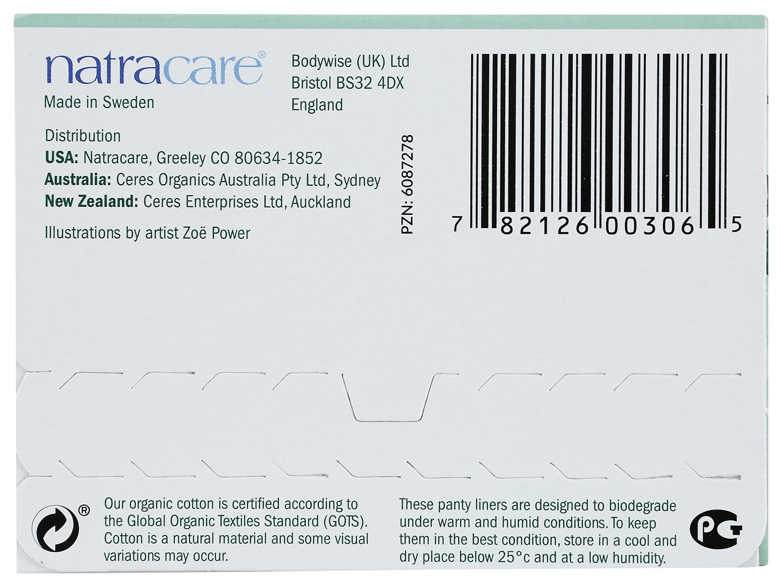 Natracare Natural Organic Curved Panty Liners, with Certified Organic Cotton, Ecologically Certified NATRACARE