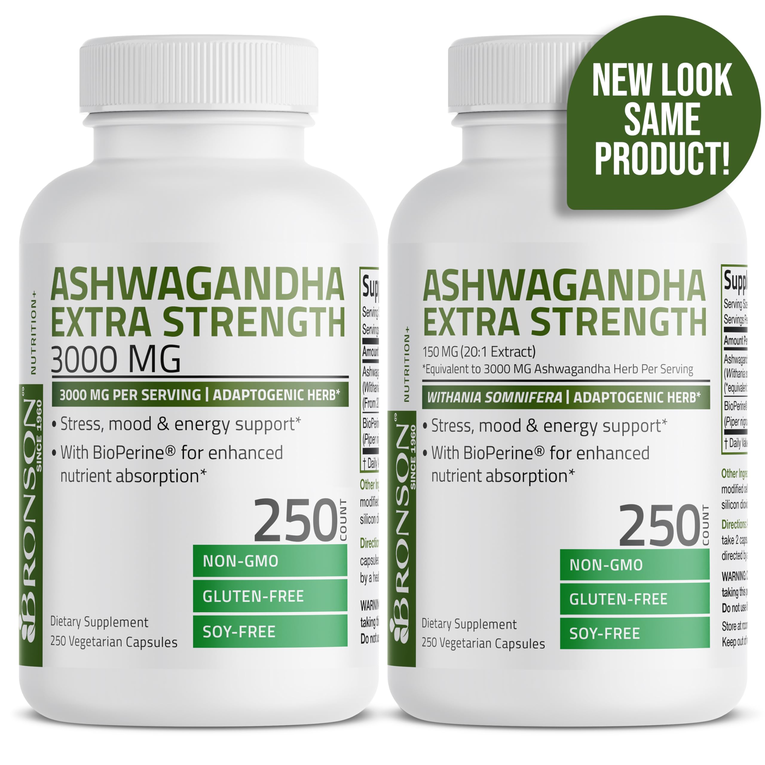 Bronson Ashwagandha Extra Strength 3000 mg Stress & Mood Support with BioPerine Bronson