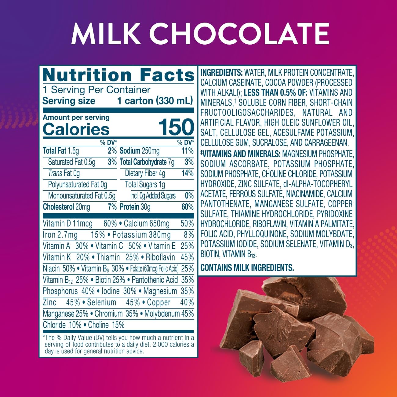 PROTALITY Milk Chocolate Nutrition Shake | 30g Protein, 1g Sugar | Nutrition Support During Protality