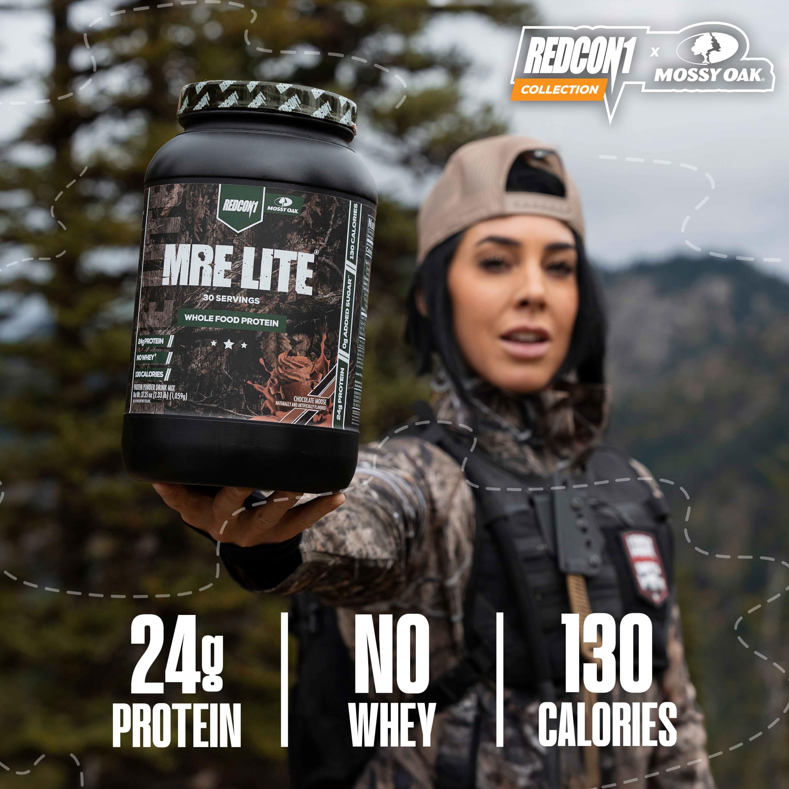 REDCON1 x Mossy Oak MRE Lite Whole Food Protein Powder, Chocolate Moose - Low Carb REDCON1