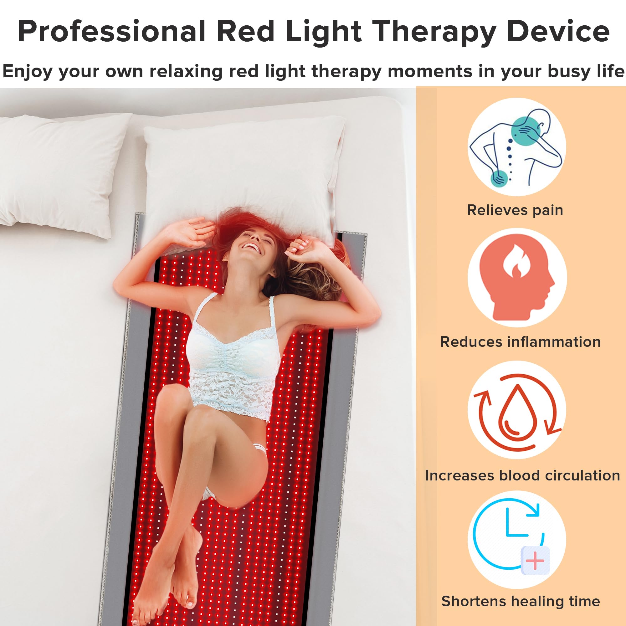 Near Infrared Light Therapy Blanket for Full Body, 1370pcs 660nm & 850nm LED Light Therapy Device Rutollmit