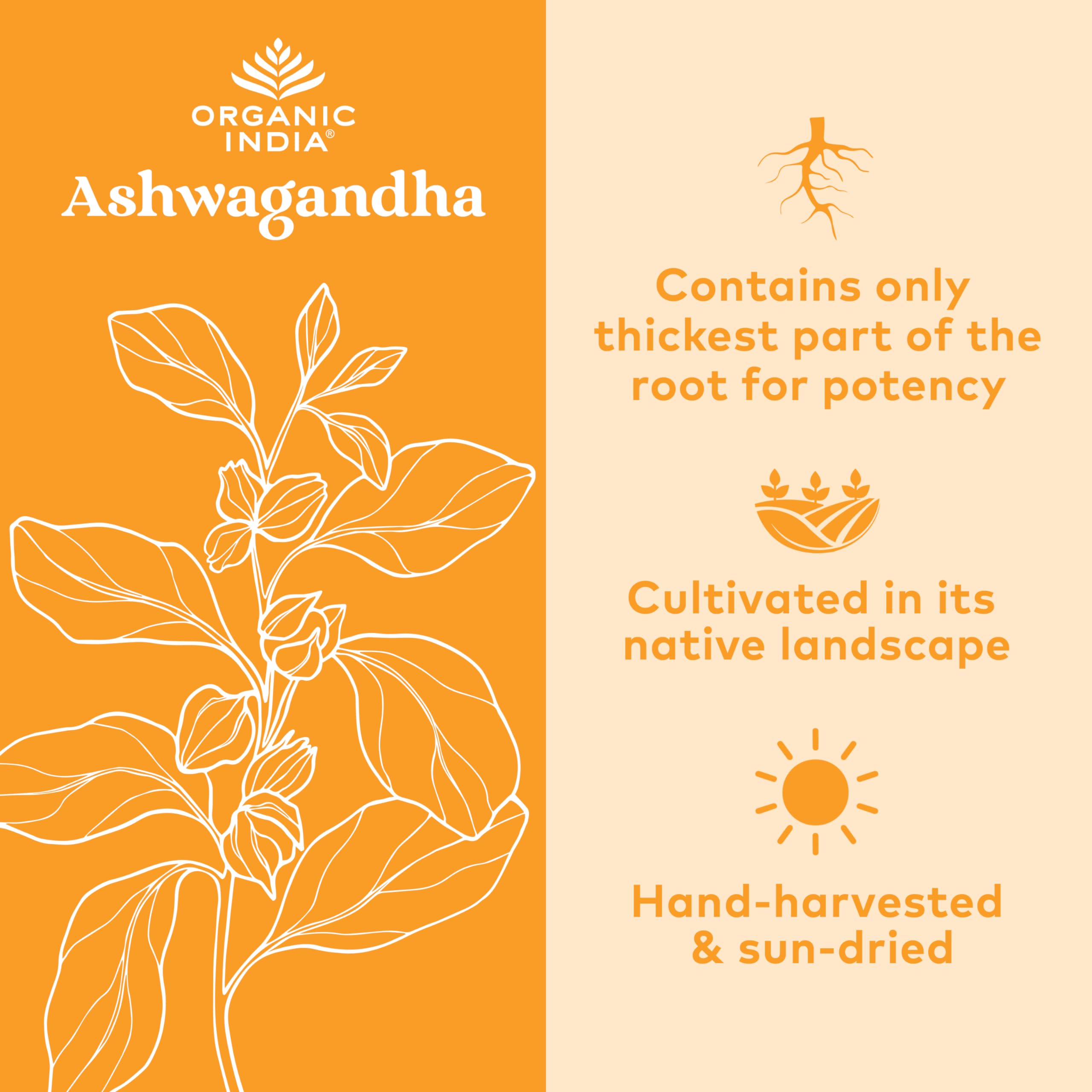 Organic India Ashwagandha Herbal Supplement - Stress Response Support, Vegan, Gluten Organic India