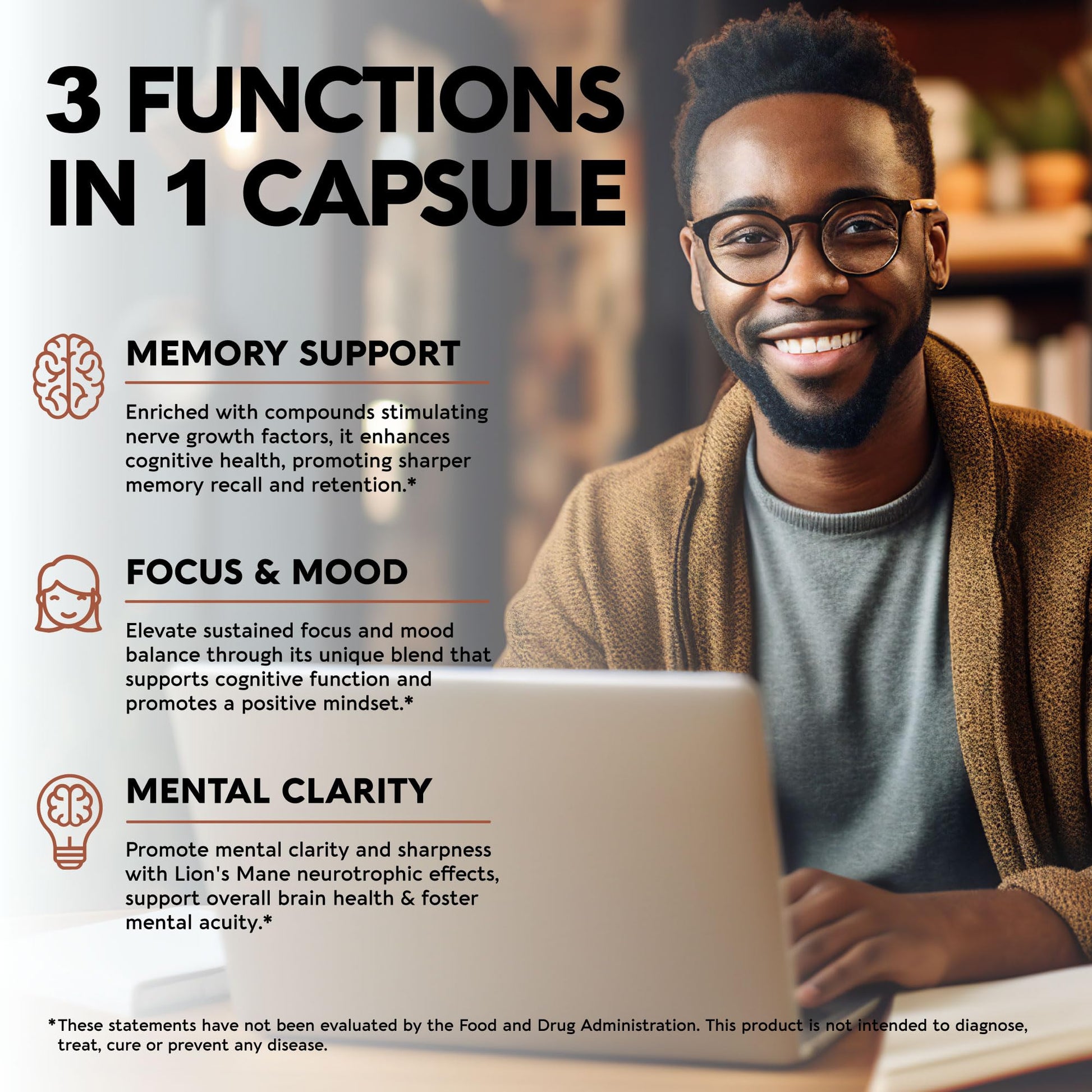 Organic Lions Mane - Certified Mushroom Supplement - Made in USA - Fruiting Bodies NUTRAHARMONY