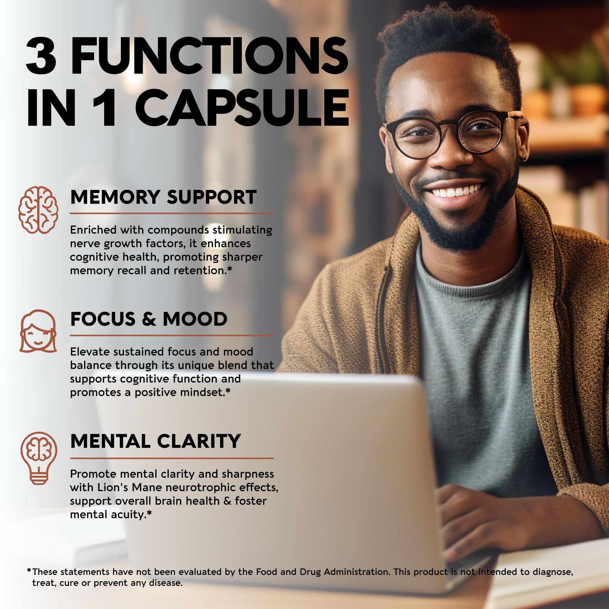 Organic Lions Mane - Certified Mushroom Supplement - Made in USA - Fruiting Bodies NUTRAHARMONY