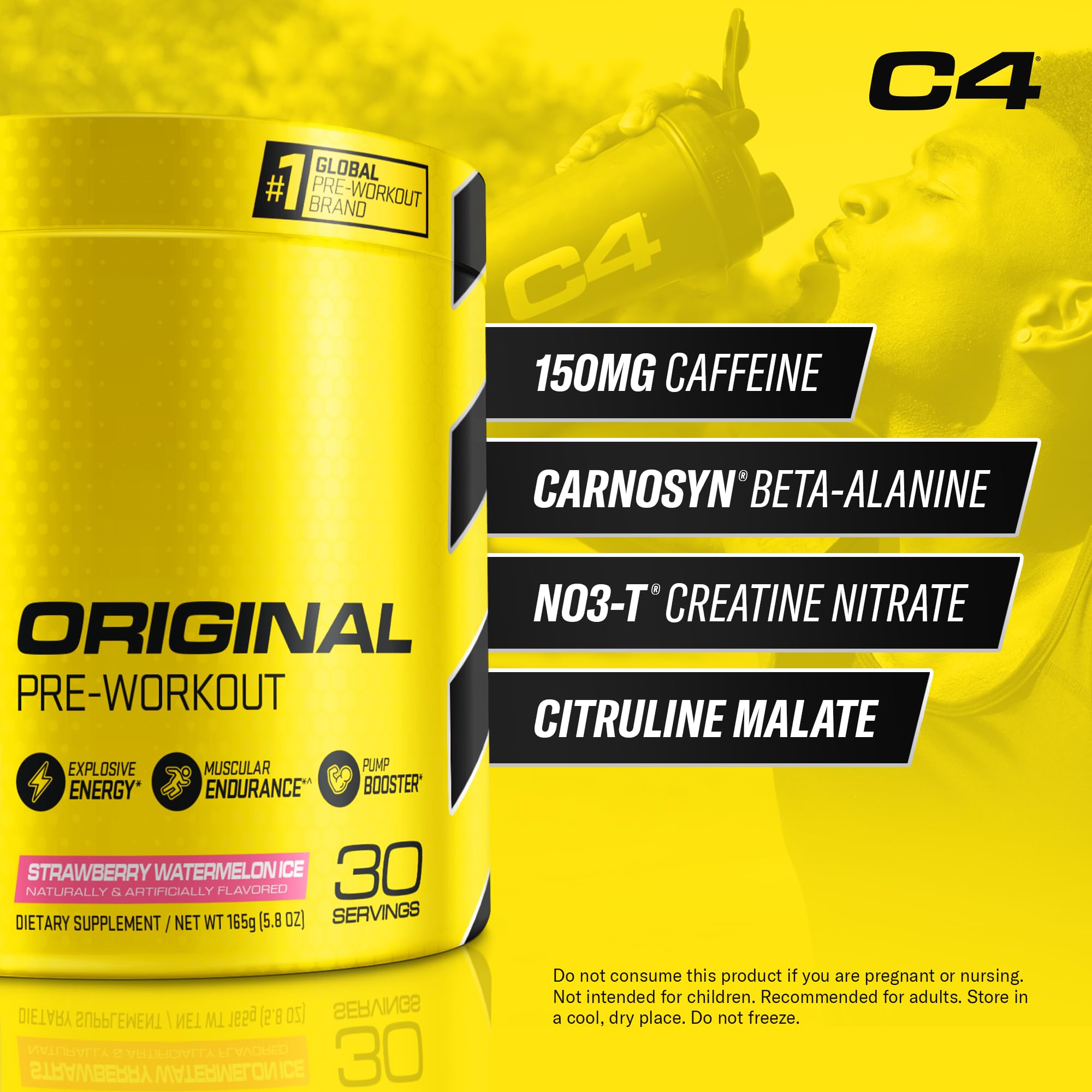 Cellucor C4 Original Pre Workout Powder Strawberry Watermelon Ice Sugar Free Preworkou Cellucor