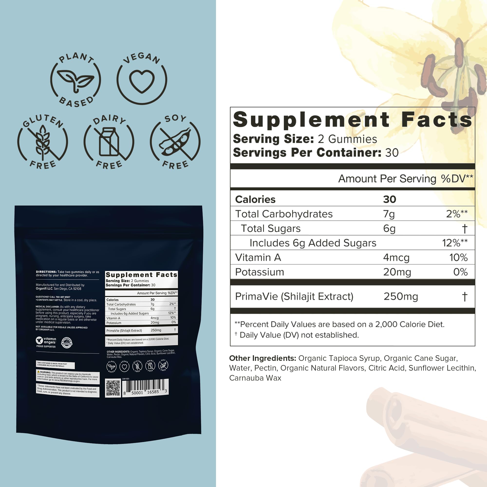 Organifi - Shilajit Gummies - Supports Natural Energy and Strength - Vanilla Cinnamon Organifi