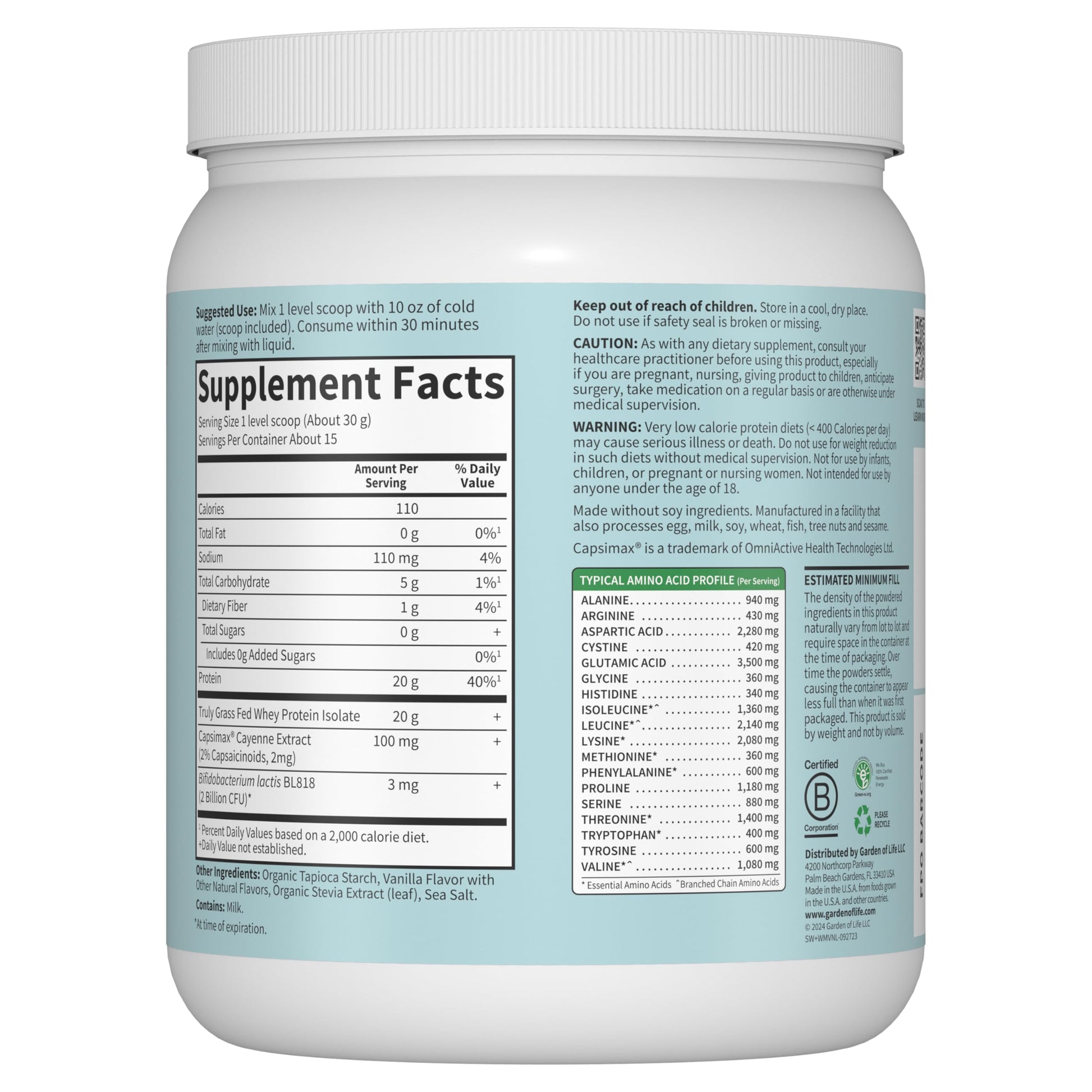 Garden of Life Sport Whey Plus Weight Management with Amino Energy - 20g of Grass Garden of Life