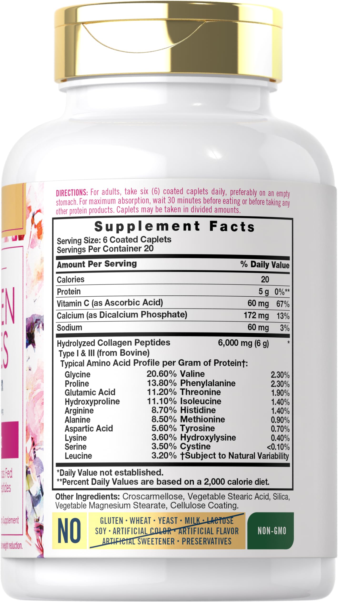 Carlyle Collagen with Vitamin C | 6000mg | 120 Caplets | Multi Collagen Peptide Pills Carlyle